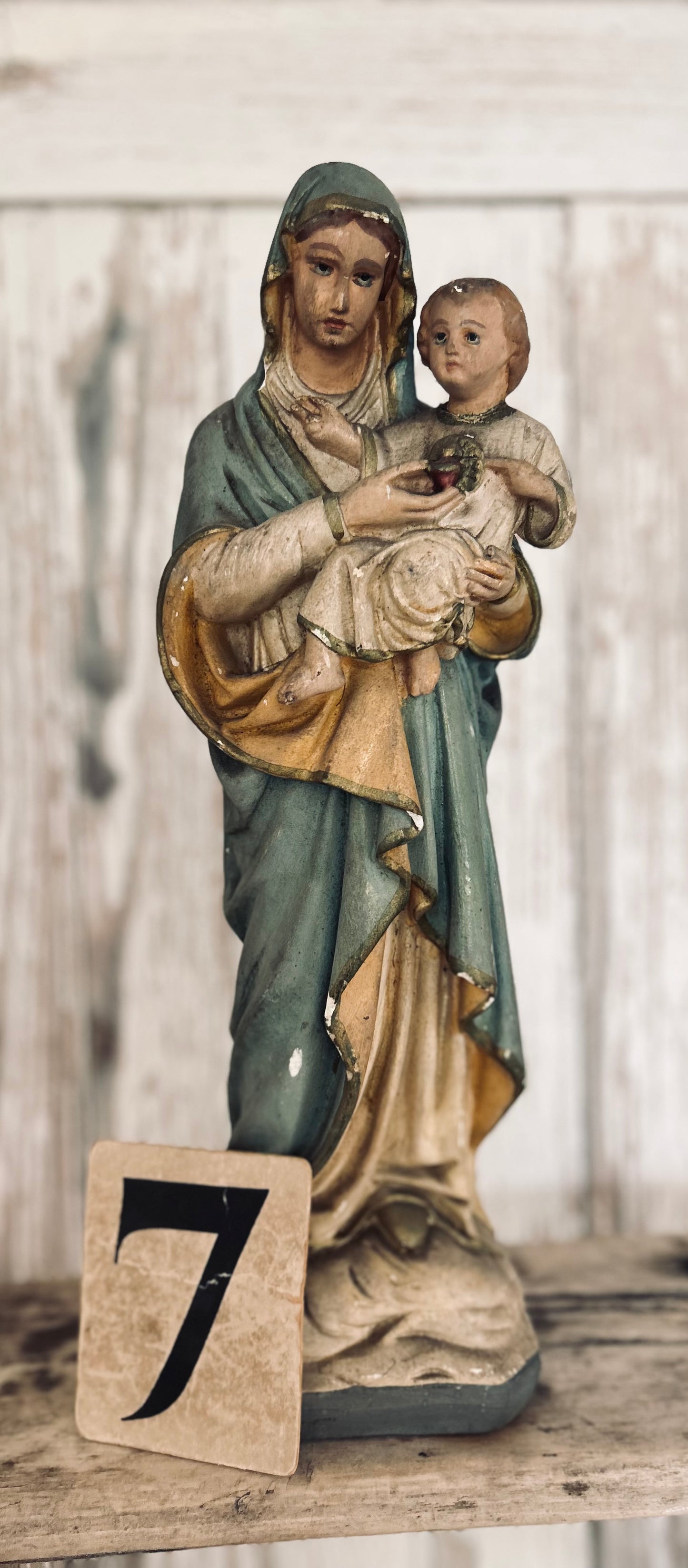 Madonna and child religious statue.