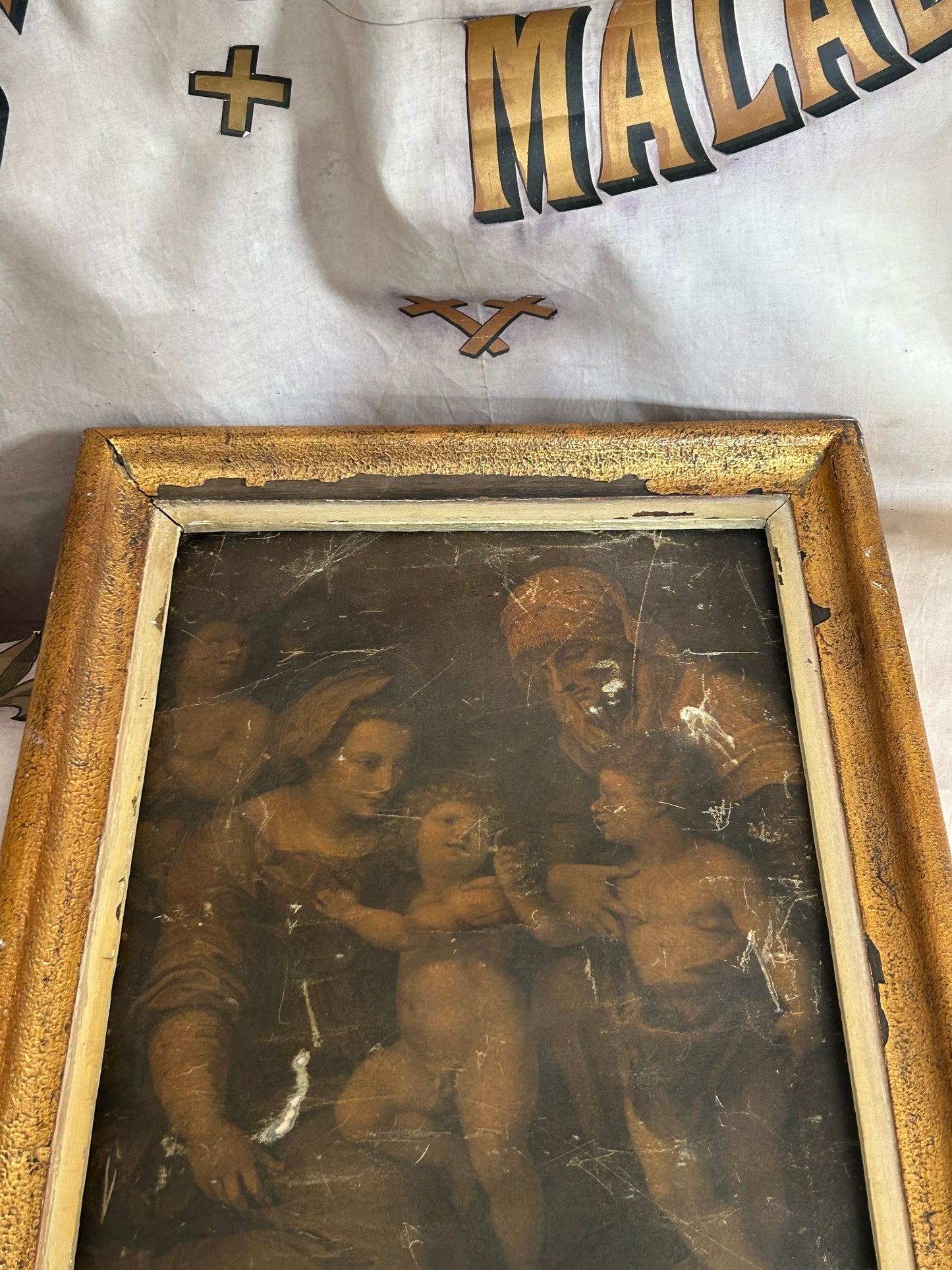 RESESERED FOR B. Distressed gilt wood frame