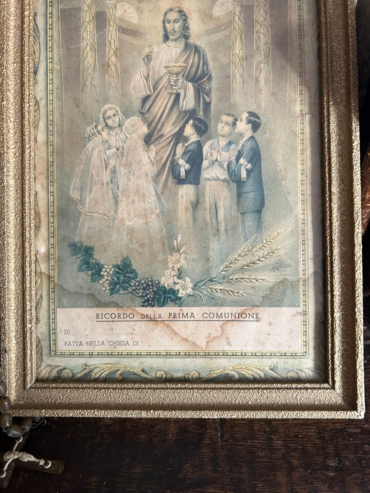 Charming Italian Vintage Religious picture - serene and beautiful