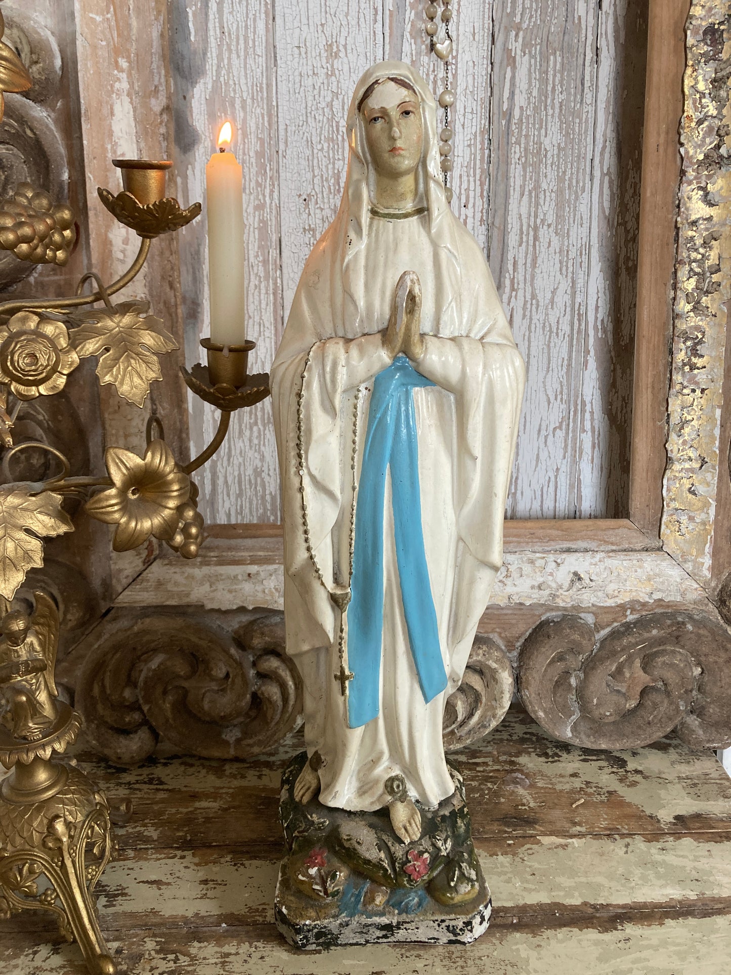 Large Antique Madonna French Religious figure.