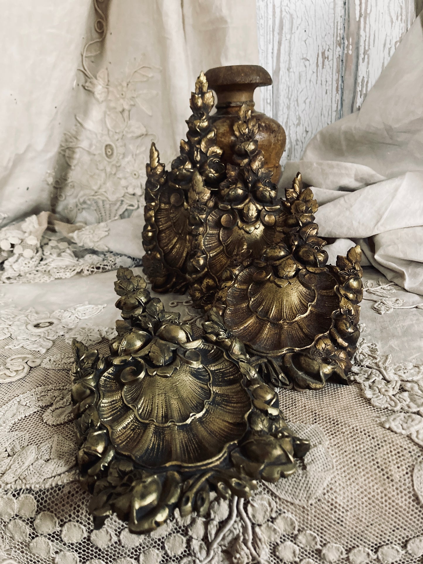 Pair of large ornate French ormulu mounts.