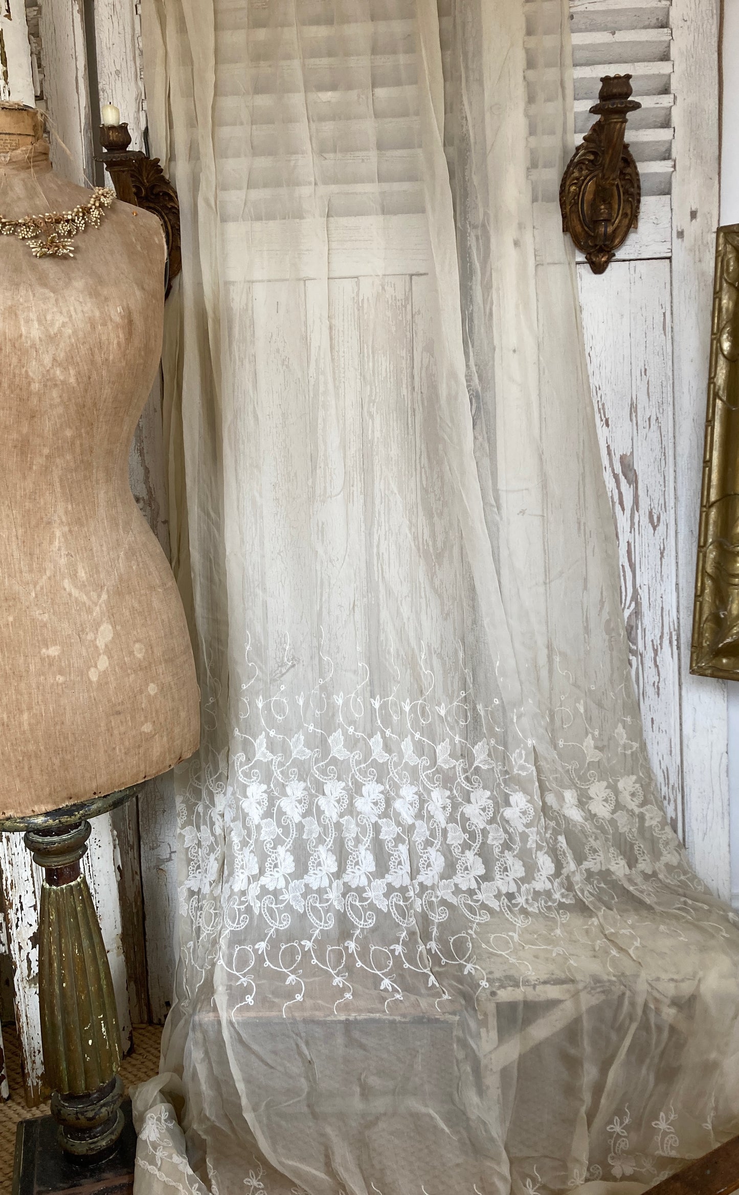 French embroidered organza panel.