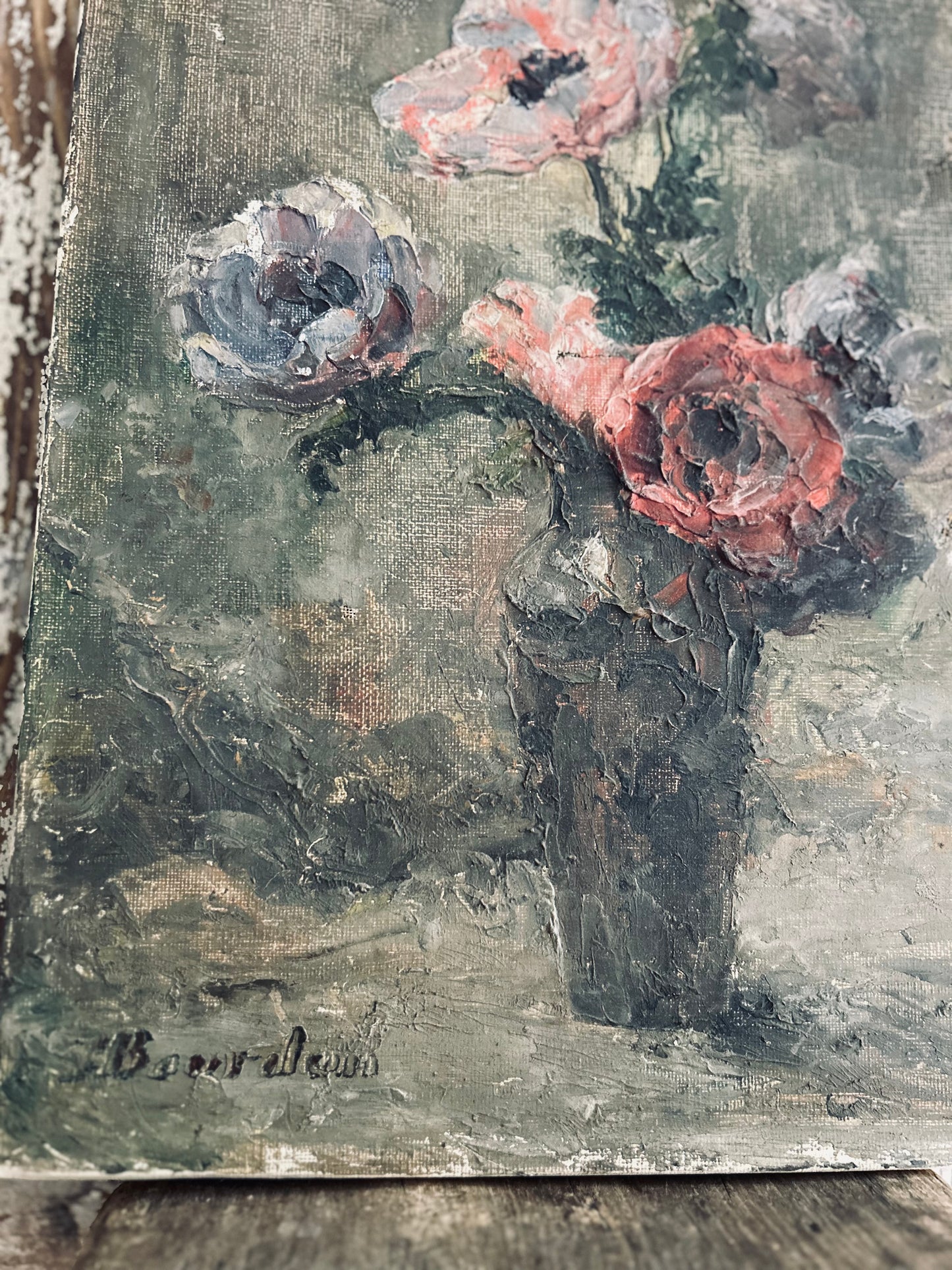 Impasto french peonies oil on canvas