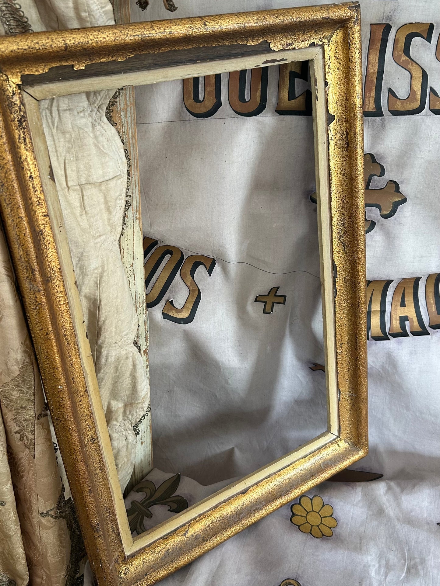 RESESERED FOR B. Distressed gilt wood frame