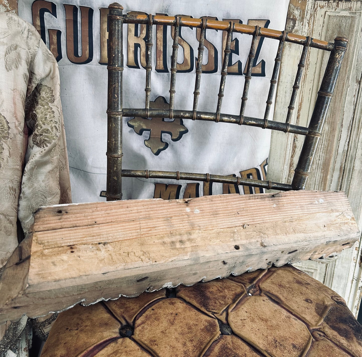 Antique giltwood and gesso  carved architectural fragments.