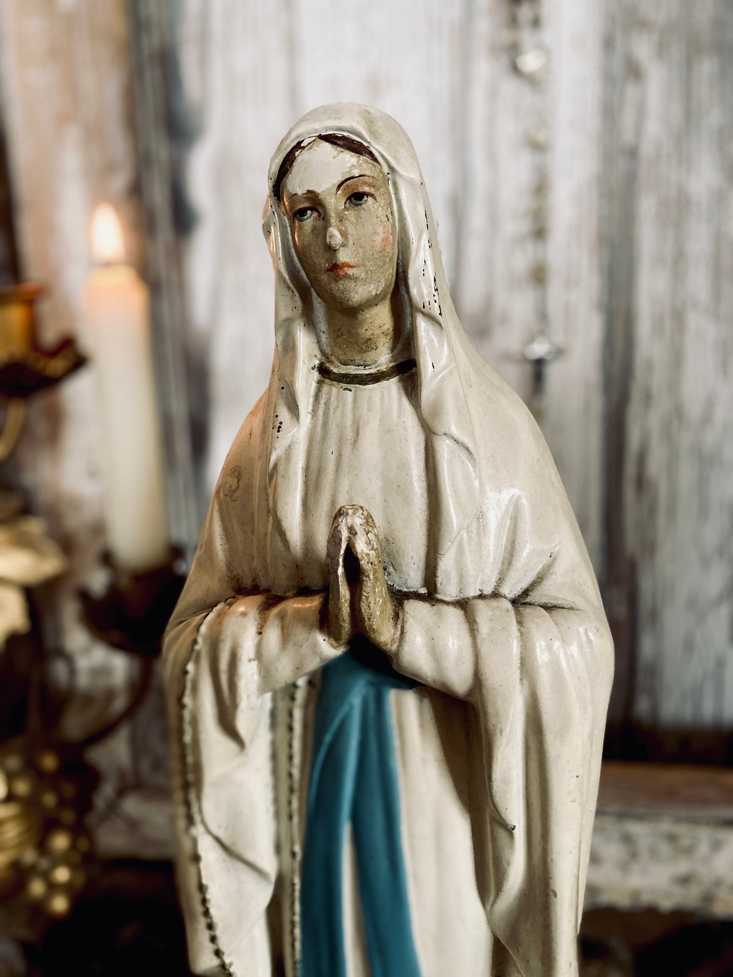 Large Antique Madonna French Religious figure.