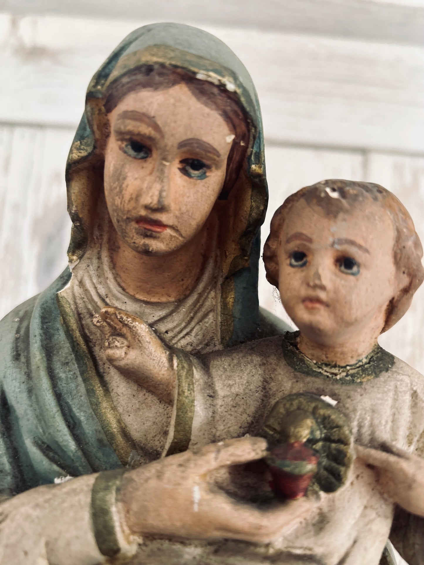 Madonna and child religious statue.