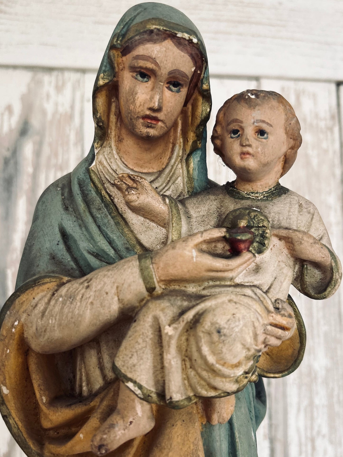 Madonna and child religious statue.