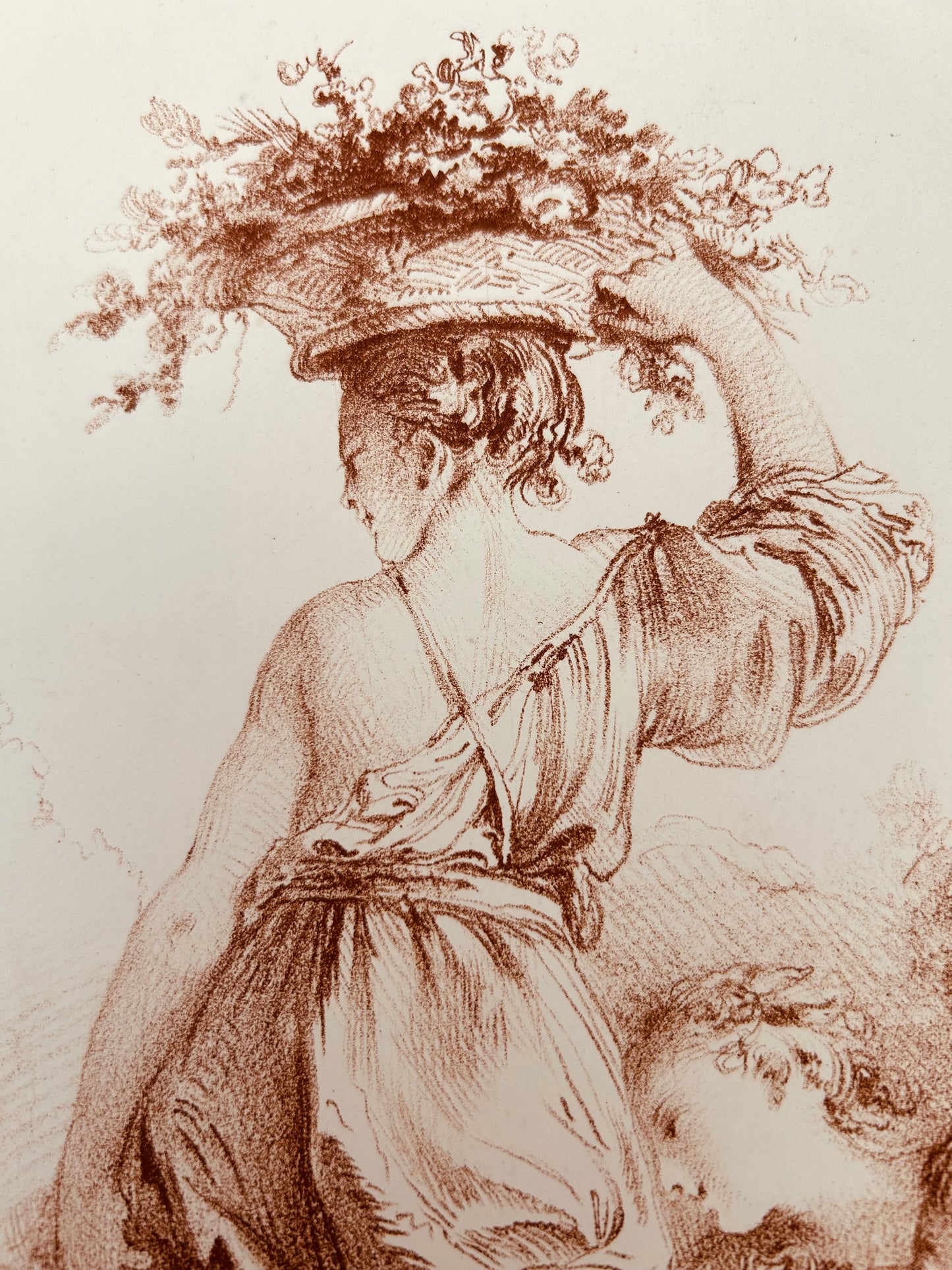 Antique, nineteenth century french rococco inspired lithograph