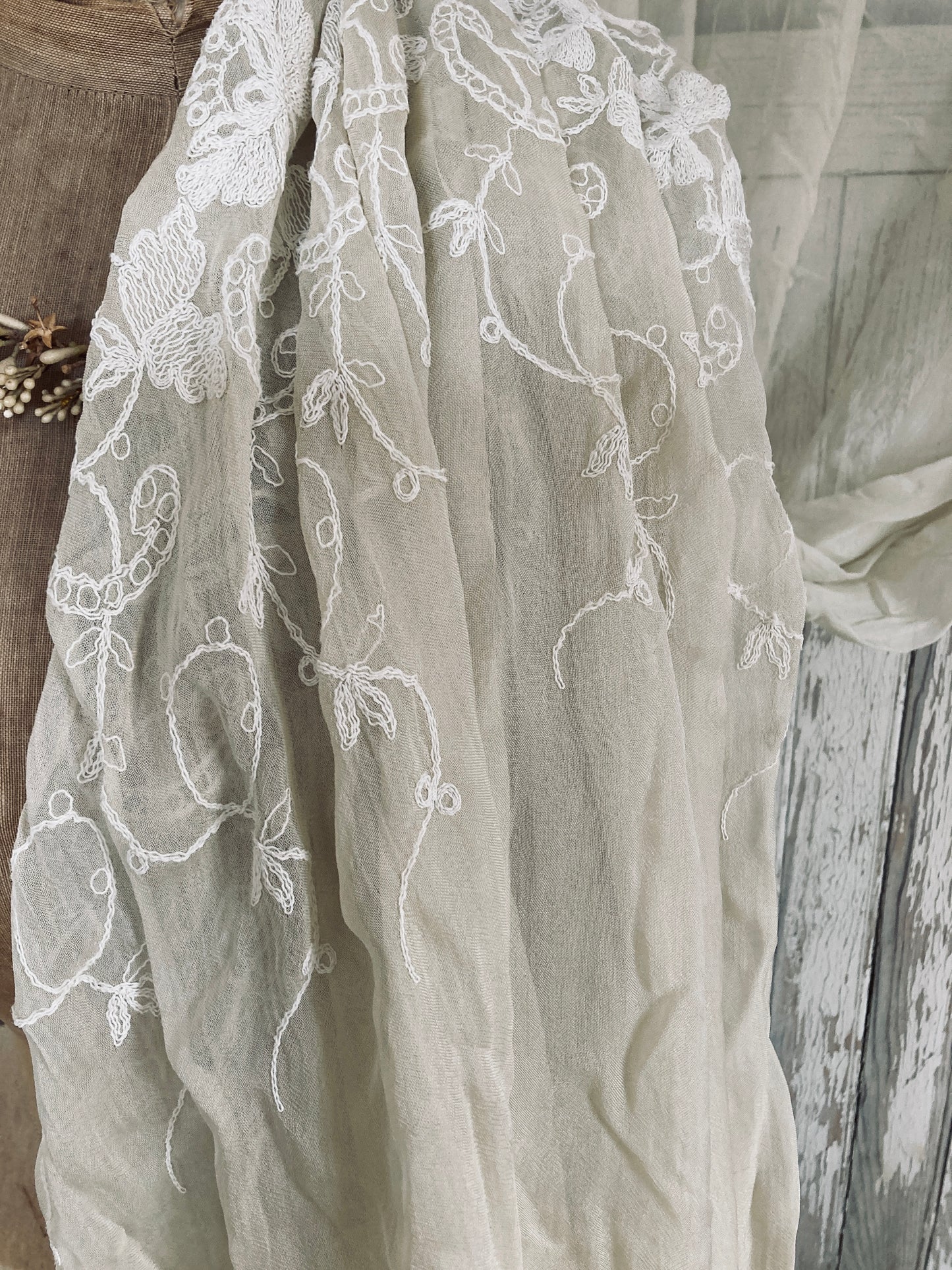 French embroidered organza panel.