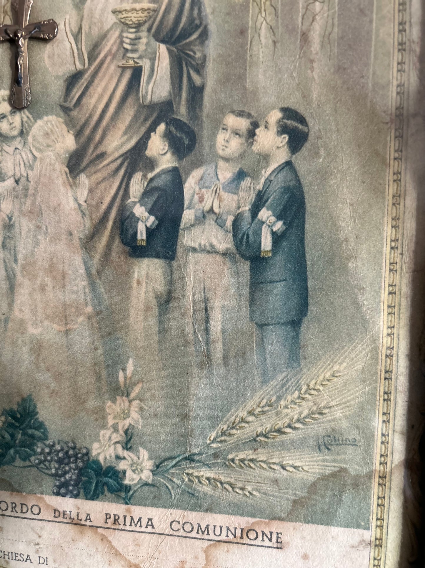 Charming Italian Vintage Religious picture - serene and beautiful