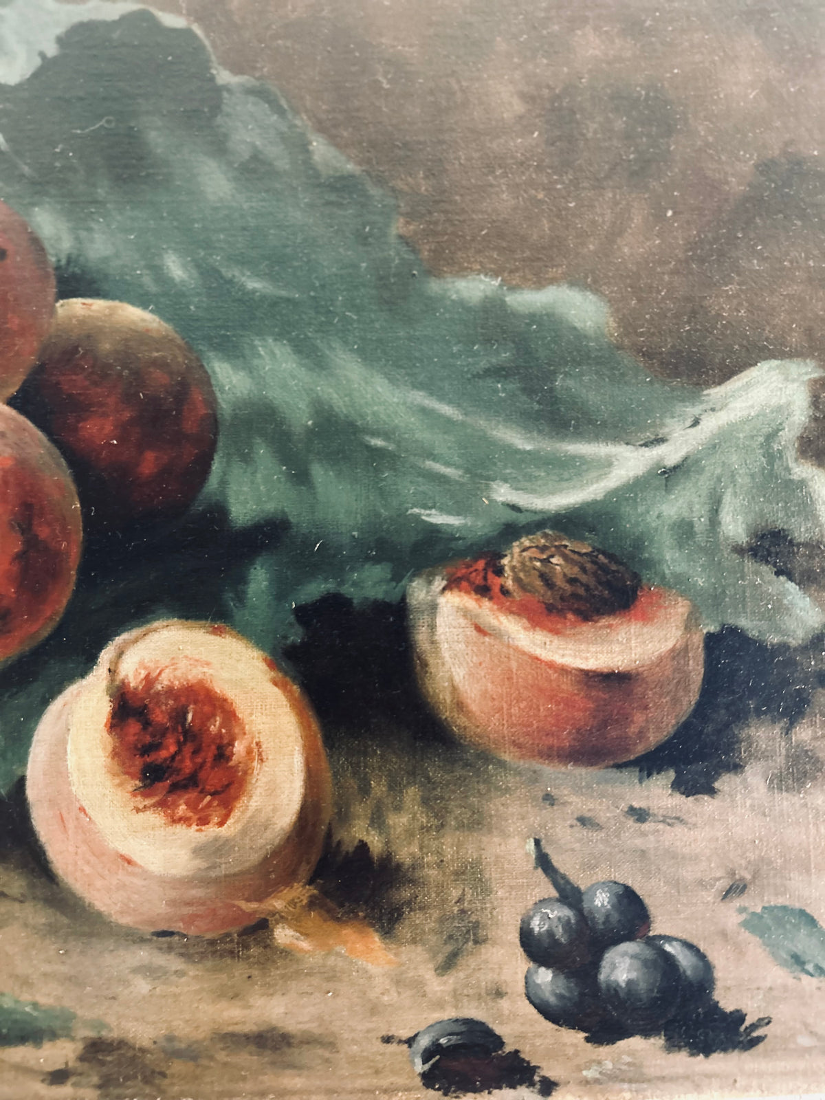 Antique oil painting still life on canvas