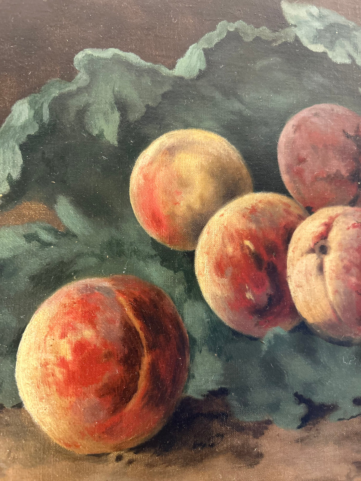 Antique oil painting still life on canvas