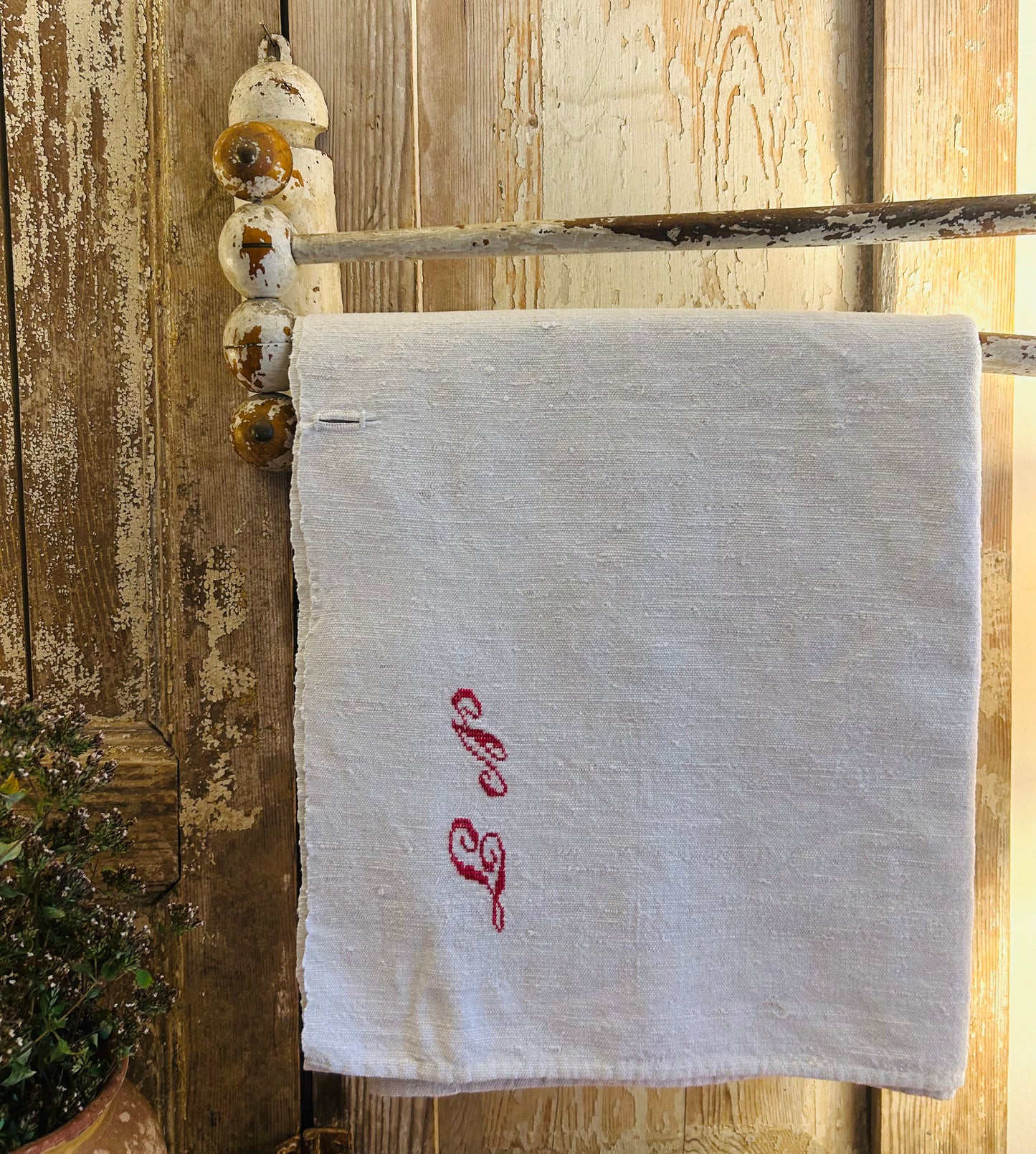 Vintage French linen holder
