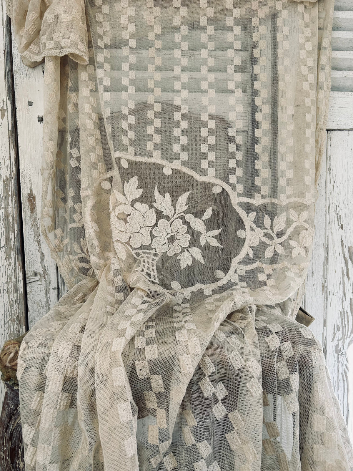 Antique french lace panel