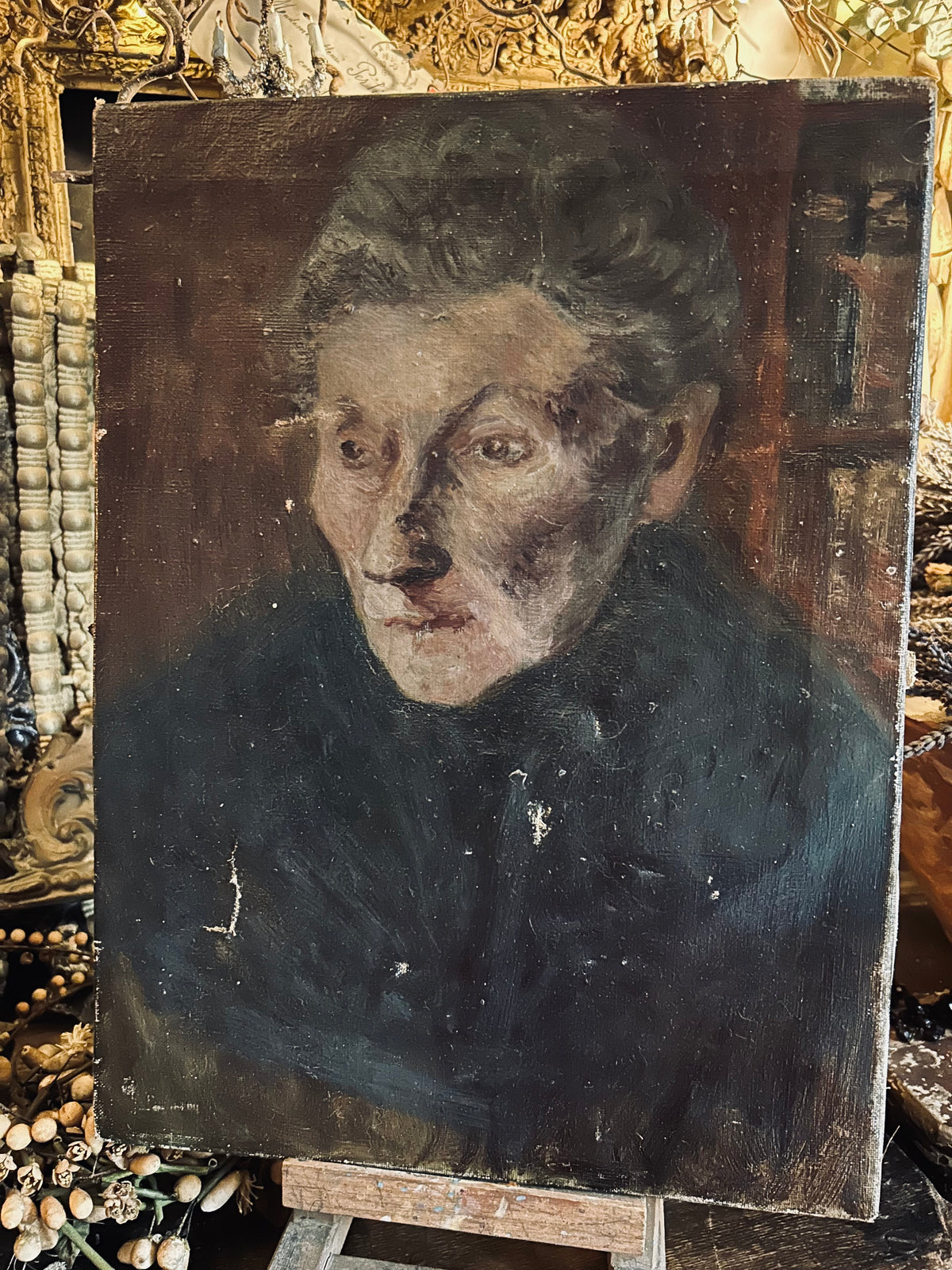 Antique oil portrait.