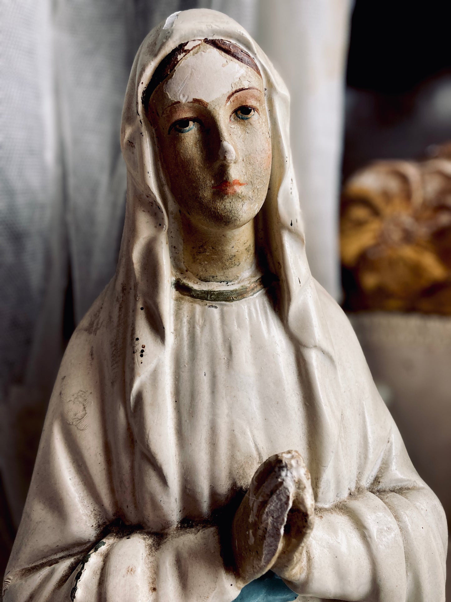 Large Antique Madonna French Religious figure.