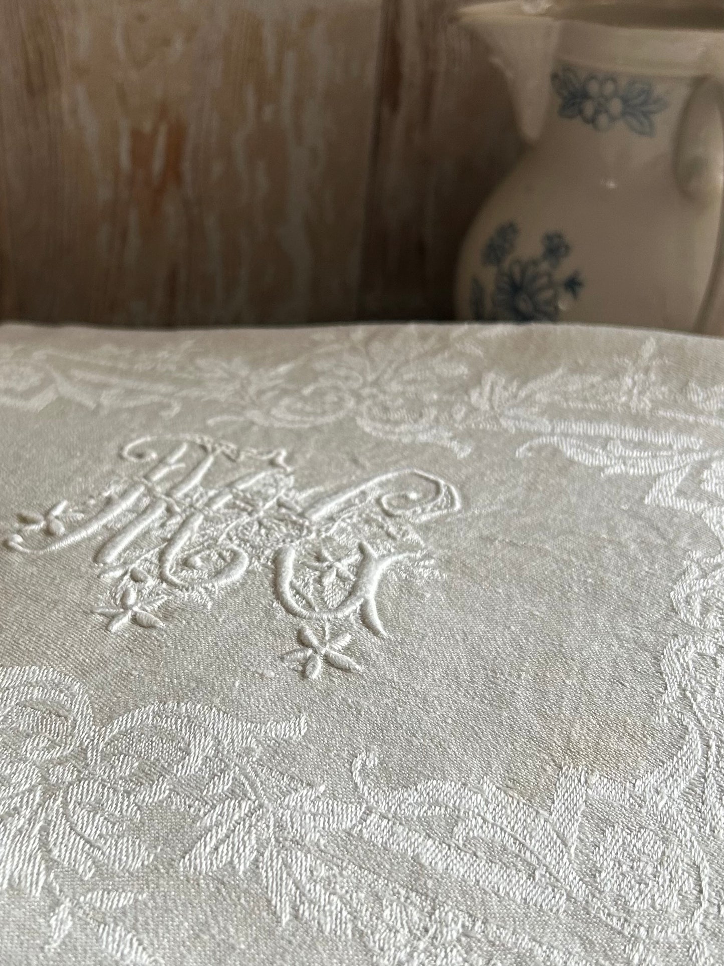 Set of antique french monogrammed linens