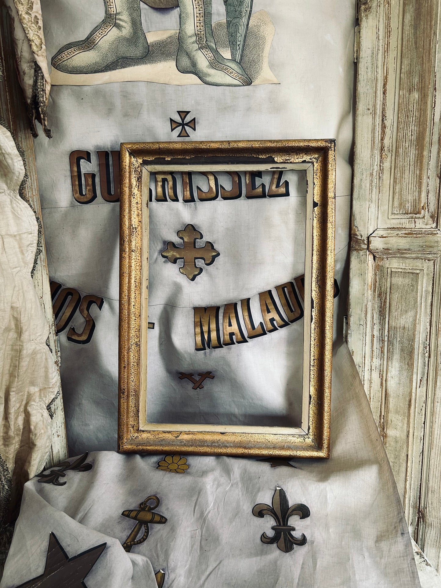 RESESERED FOR B. Distressed gilt wood frame