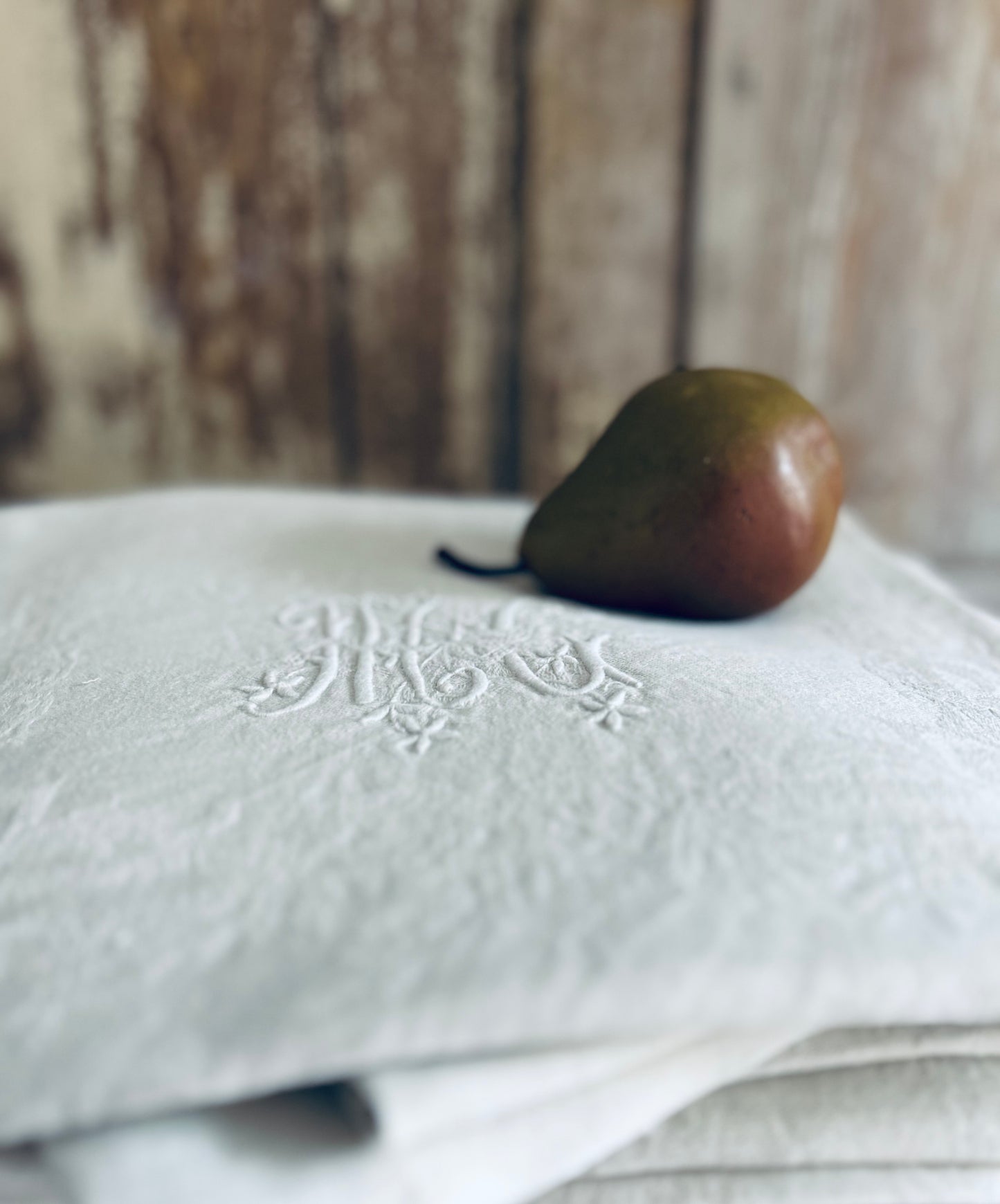 Set of antique french monogrammed linens