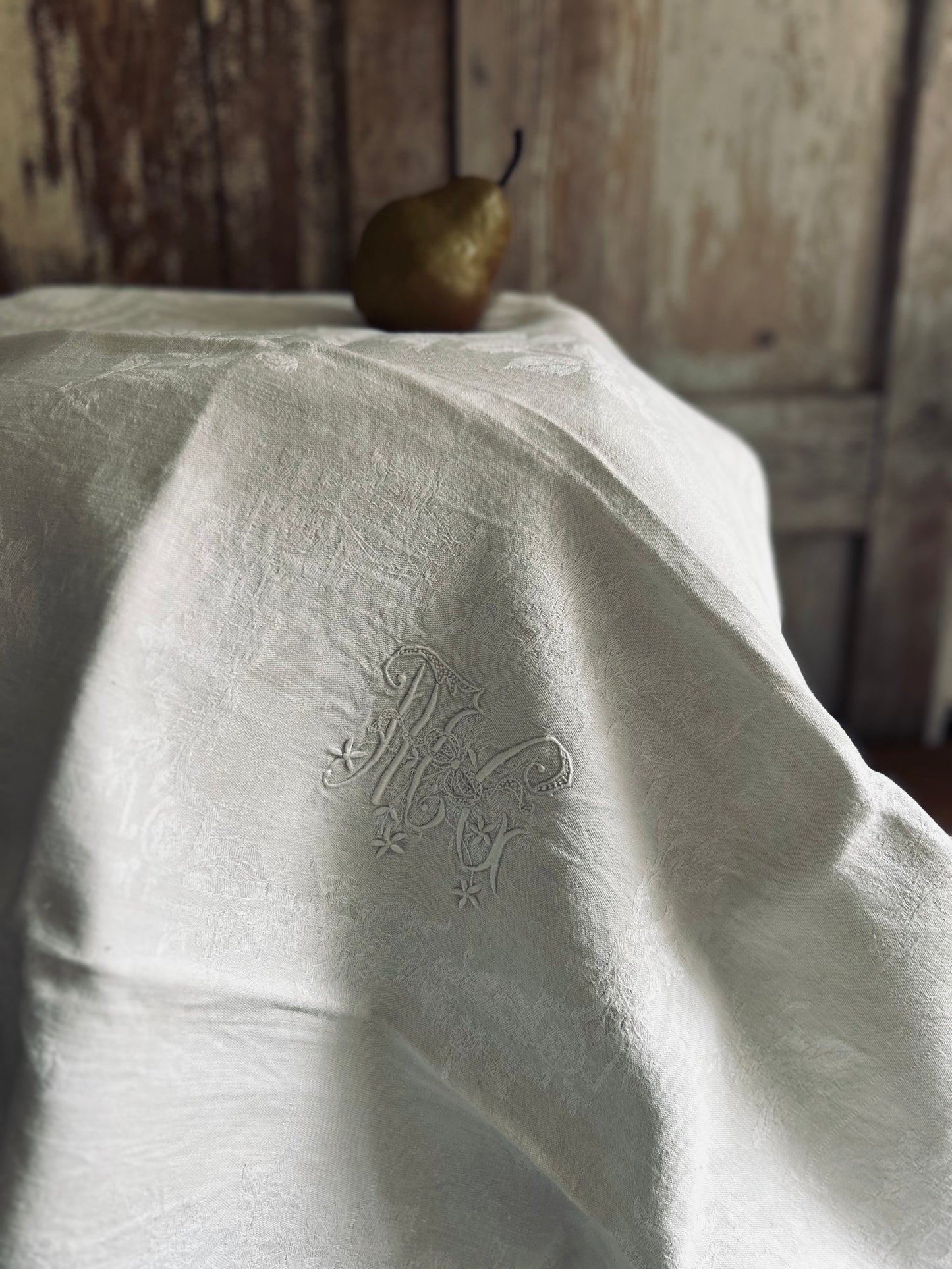 Set of antique french monogrammed linens