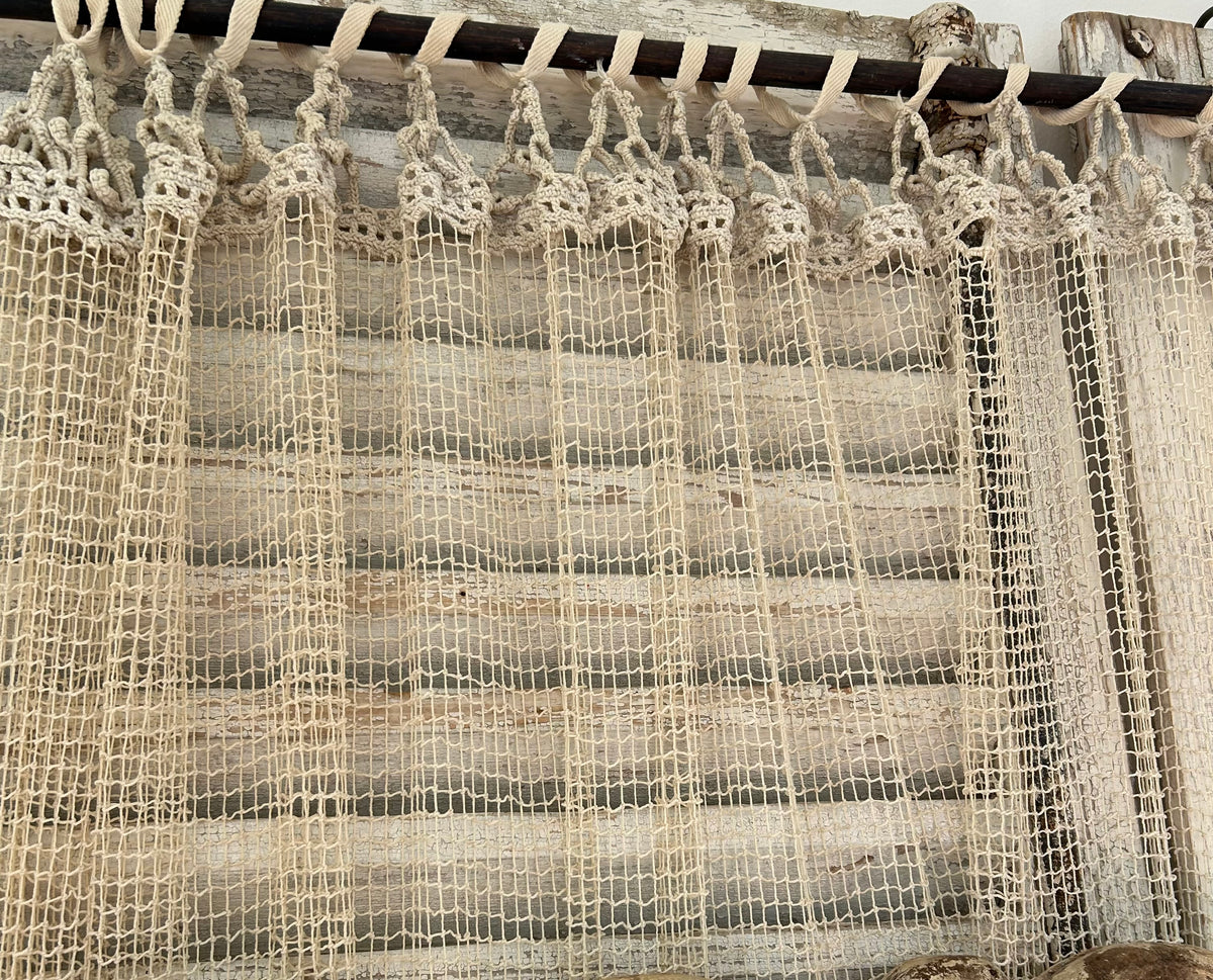 Antique french filet and crochet lace panel