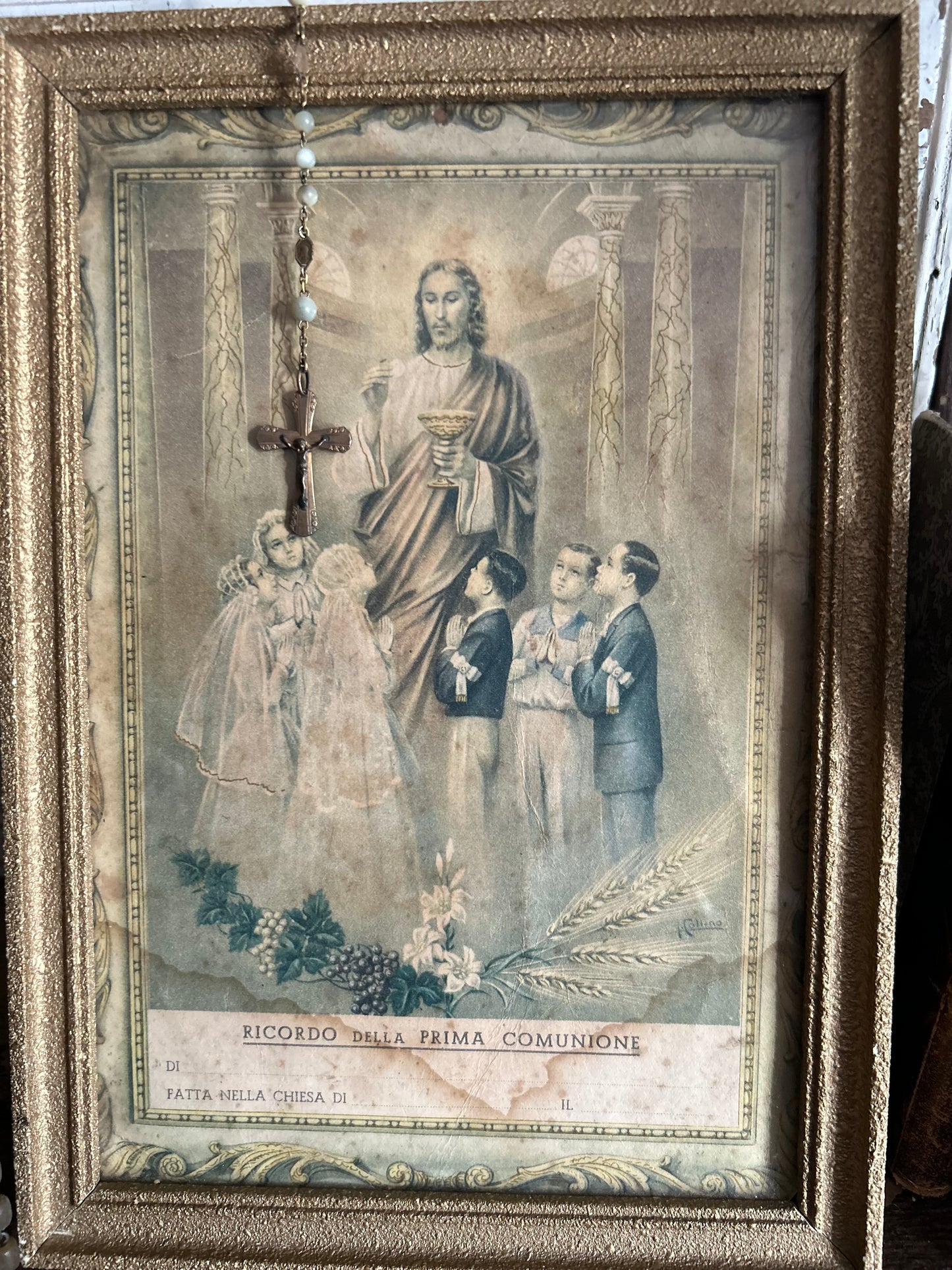 Charming Italian Vintage Religious picture - serene and beautiful
