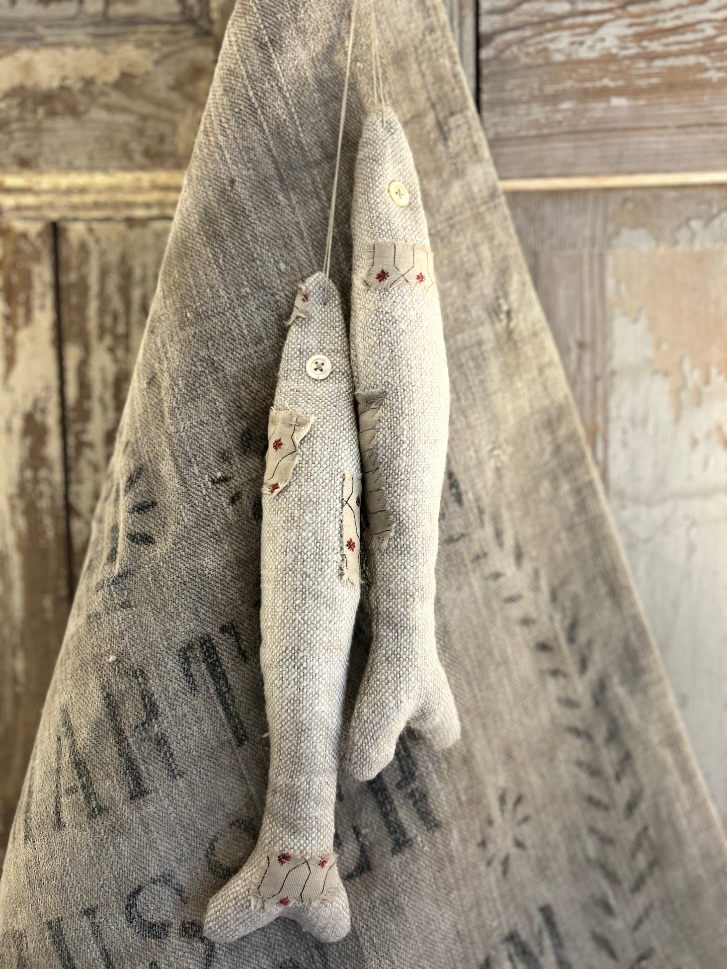 Hand made patched pair of lavender filled fishies.