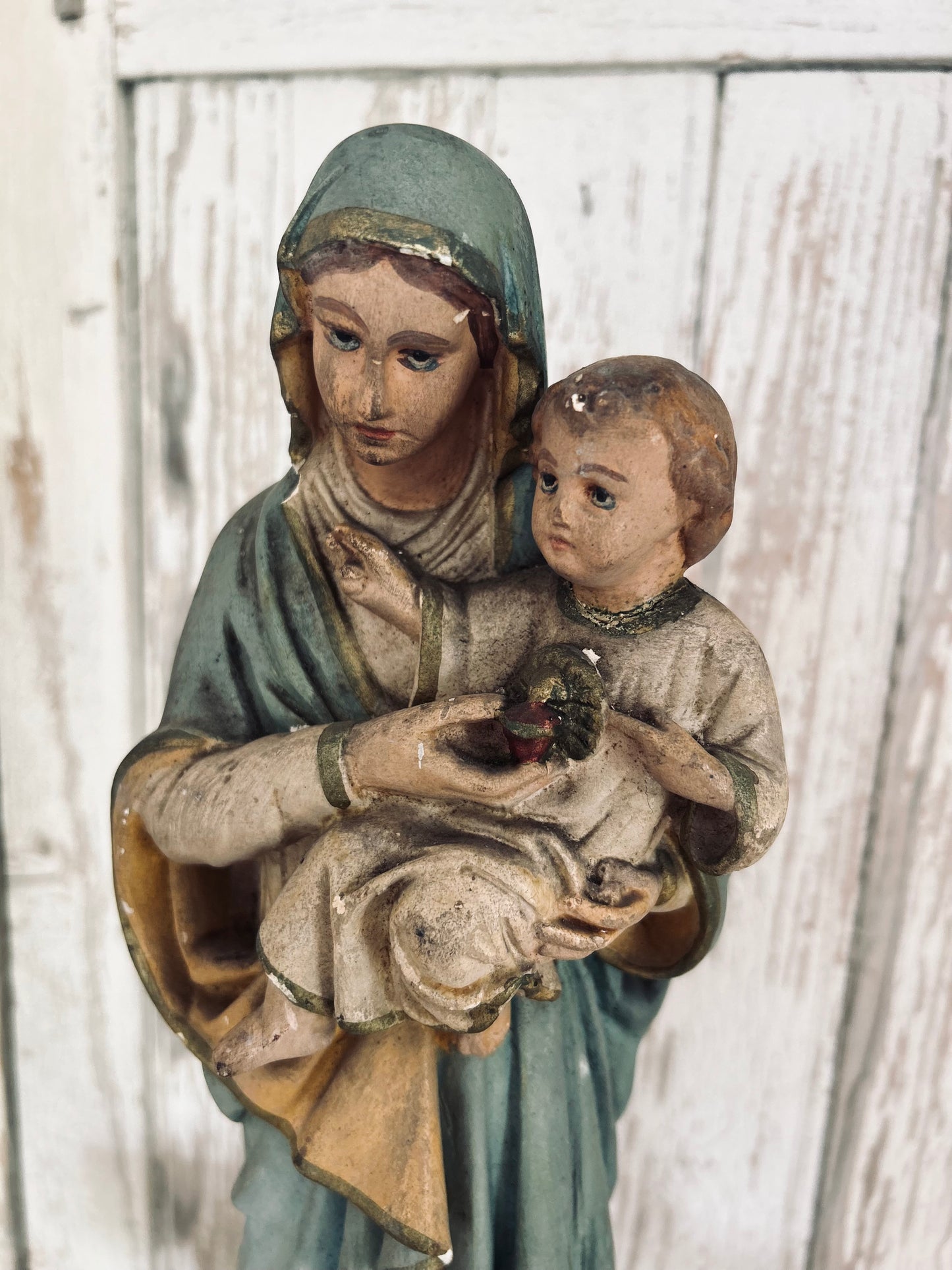 Madonna and child religious statue.