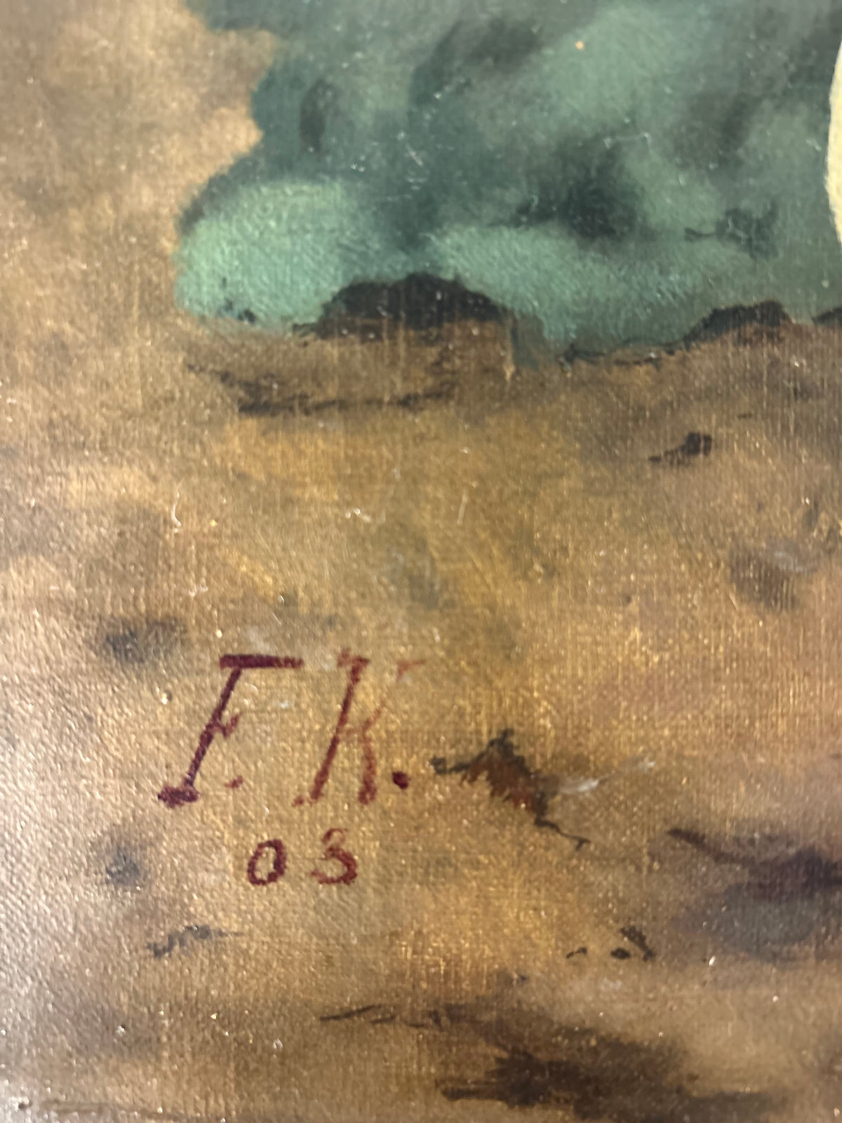 Antique oil painting still life on canvas