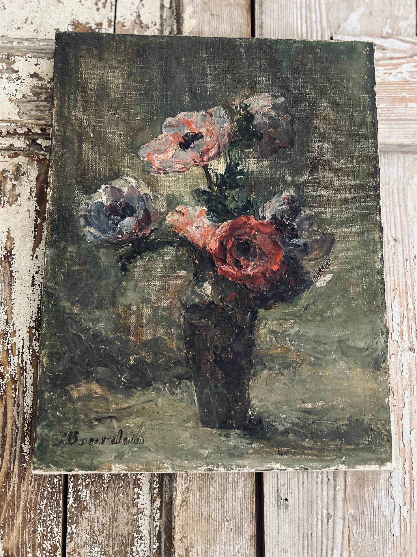 Impasto french peonies oil on canvas