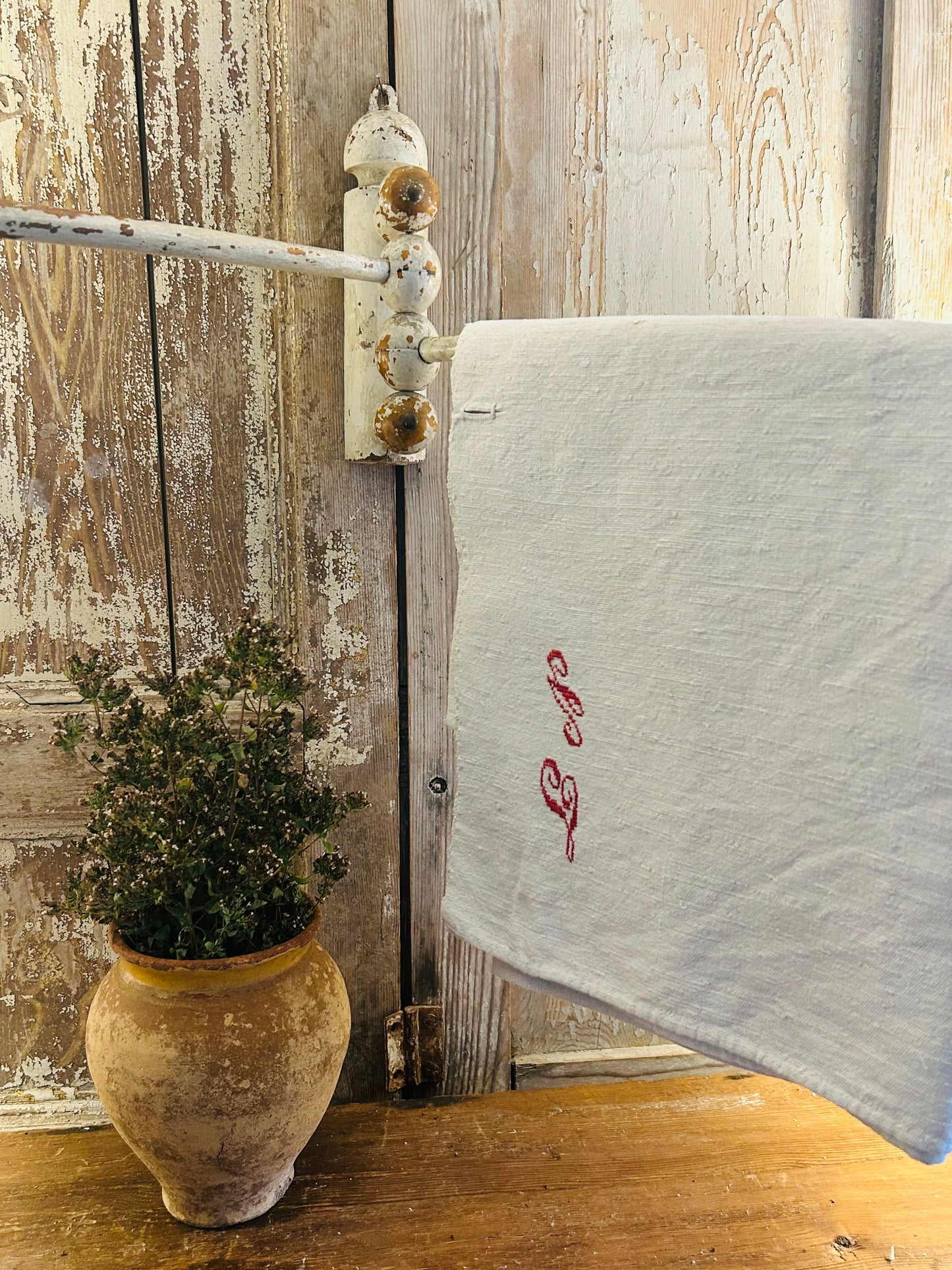 Vintage French linen holder