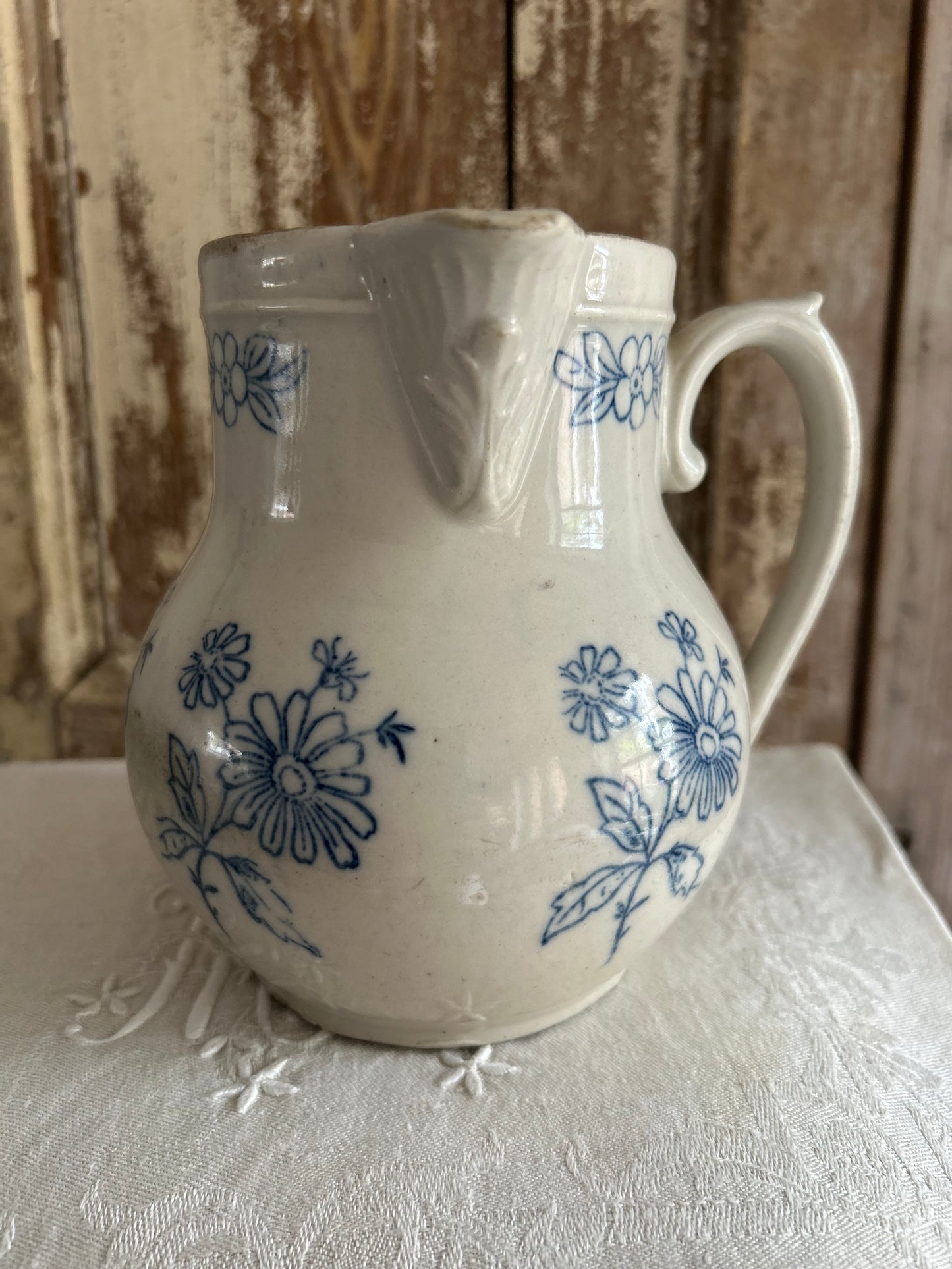 Antique french Saint-Uze earthenware french pitcher.