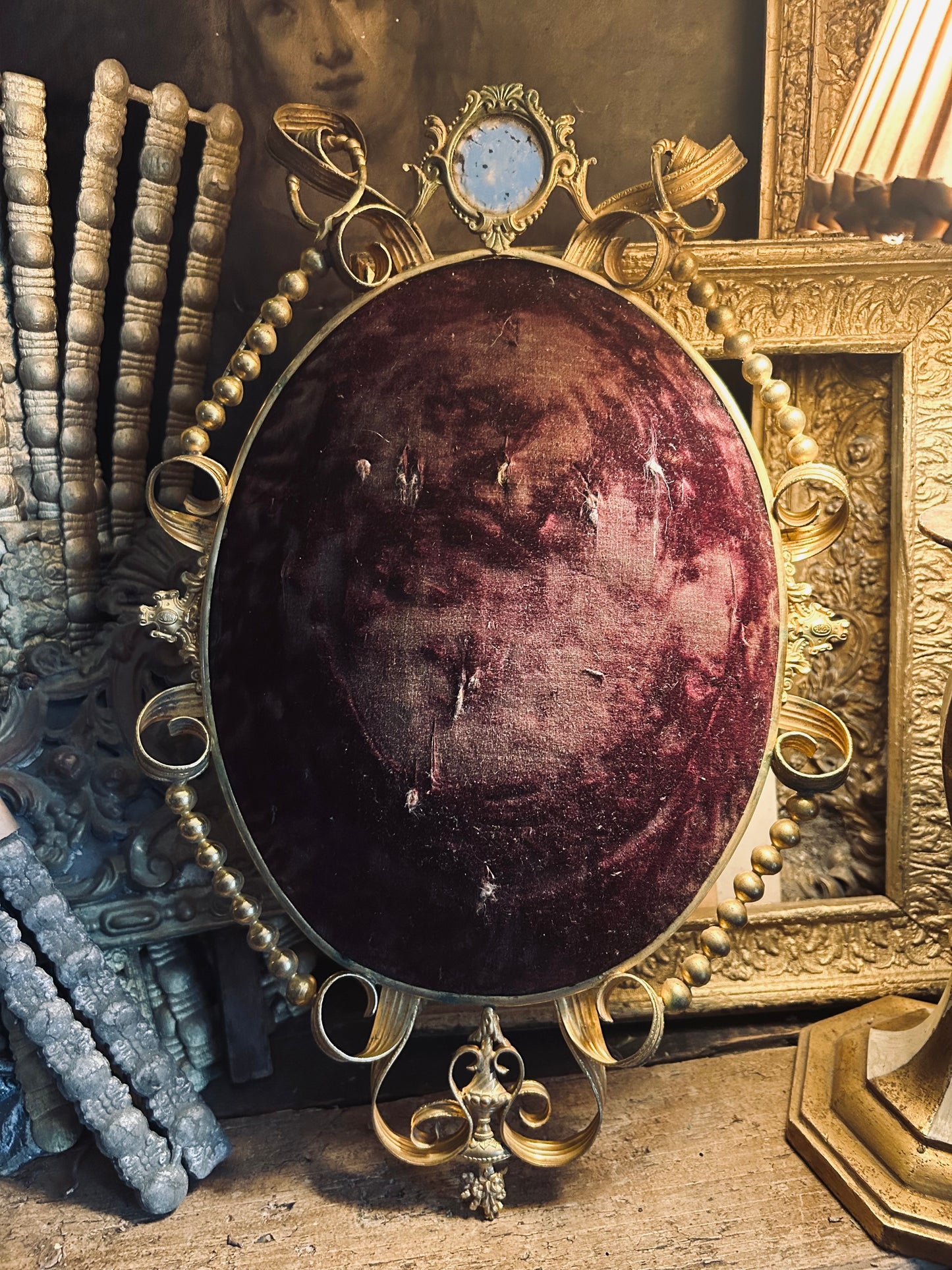 Antique french globe interior.