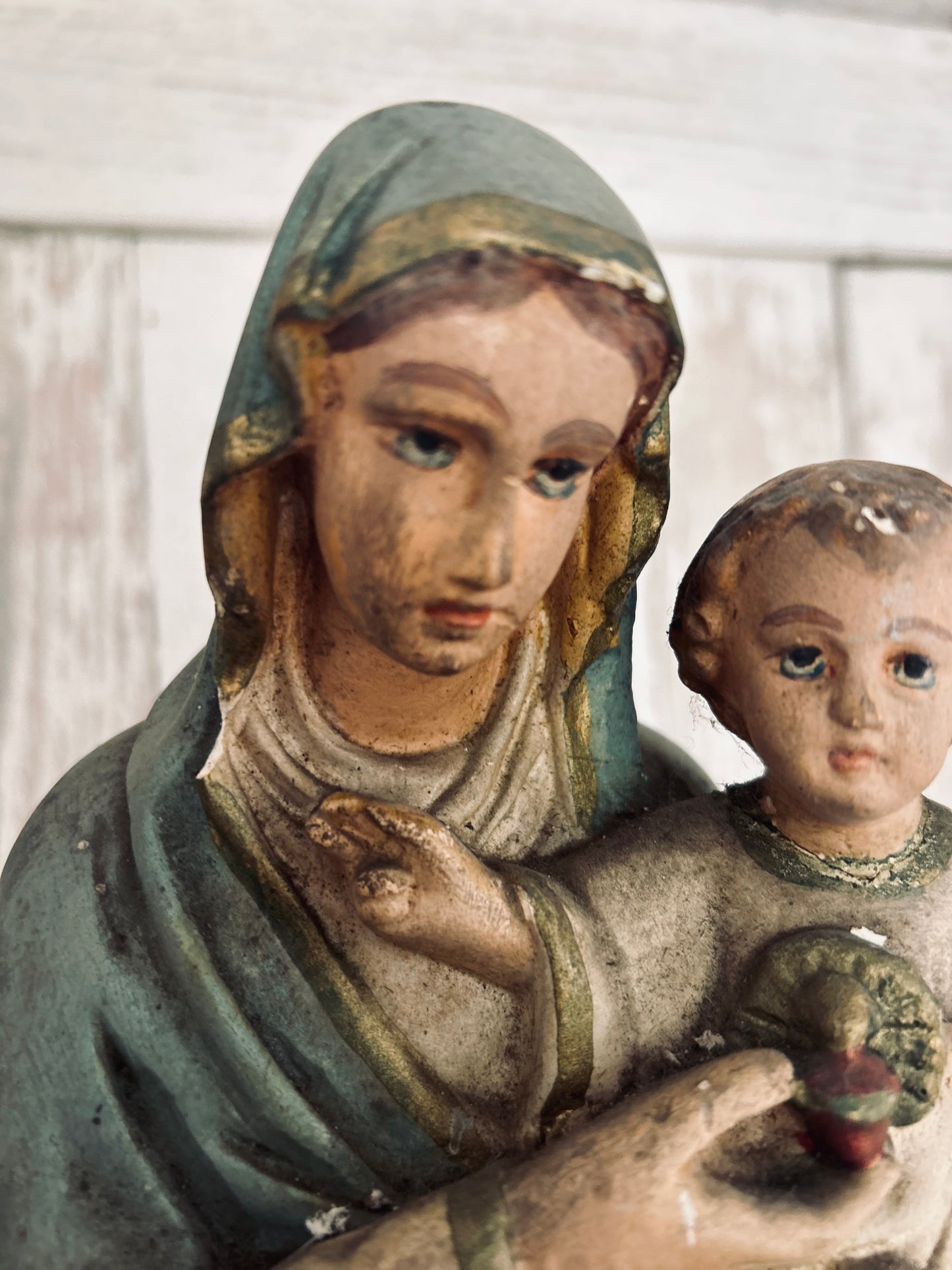 Madonna and child religious statue.