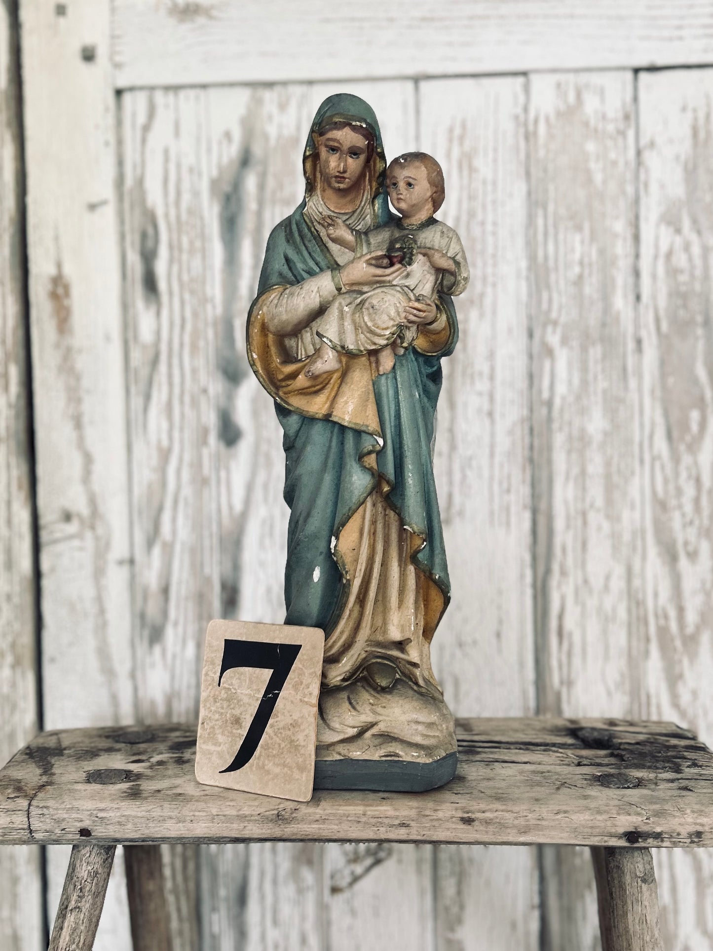 Madonna and child religious statue.