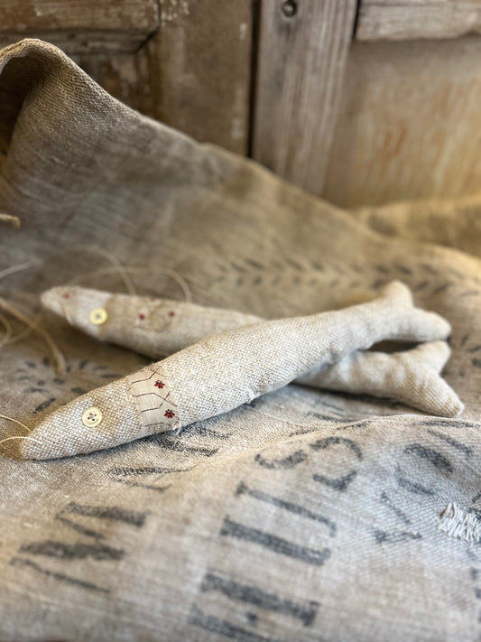 Hand made patched pair of lavender filled fishies.
