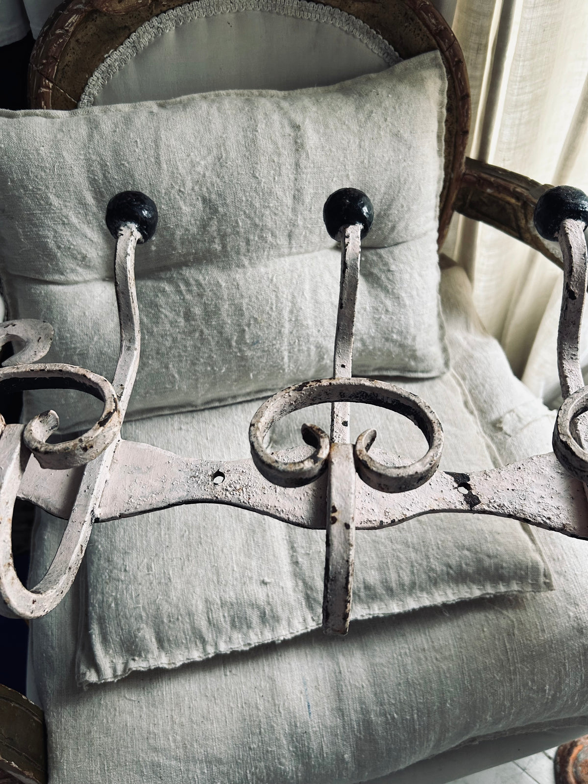 Antique estate made chateau cast iron hooks.