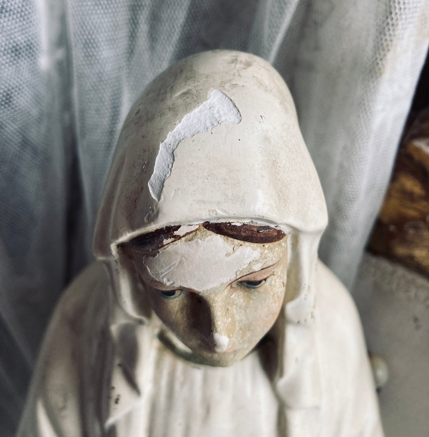 Large Antique Madonna French Religious figure.