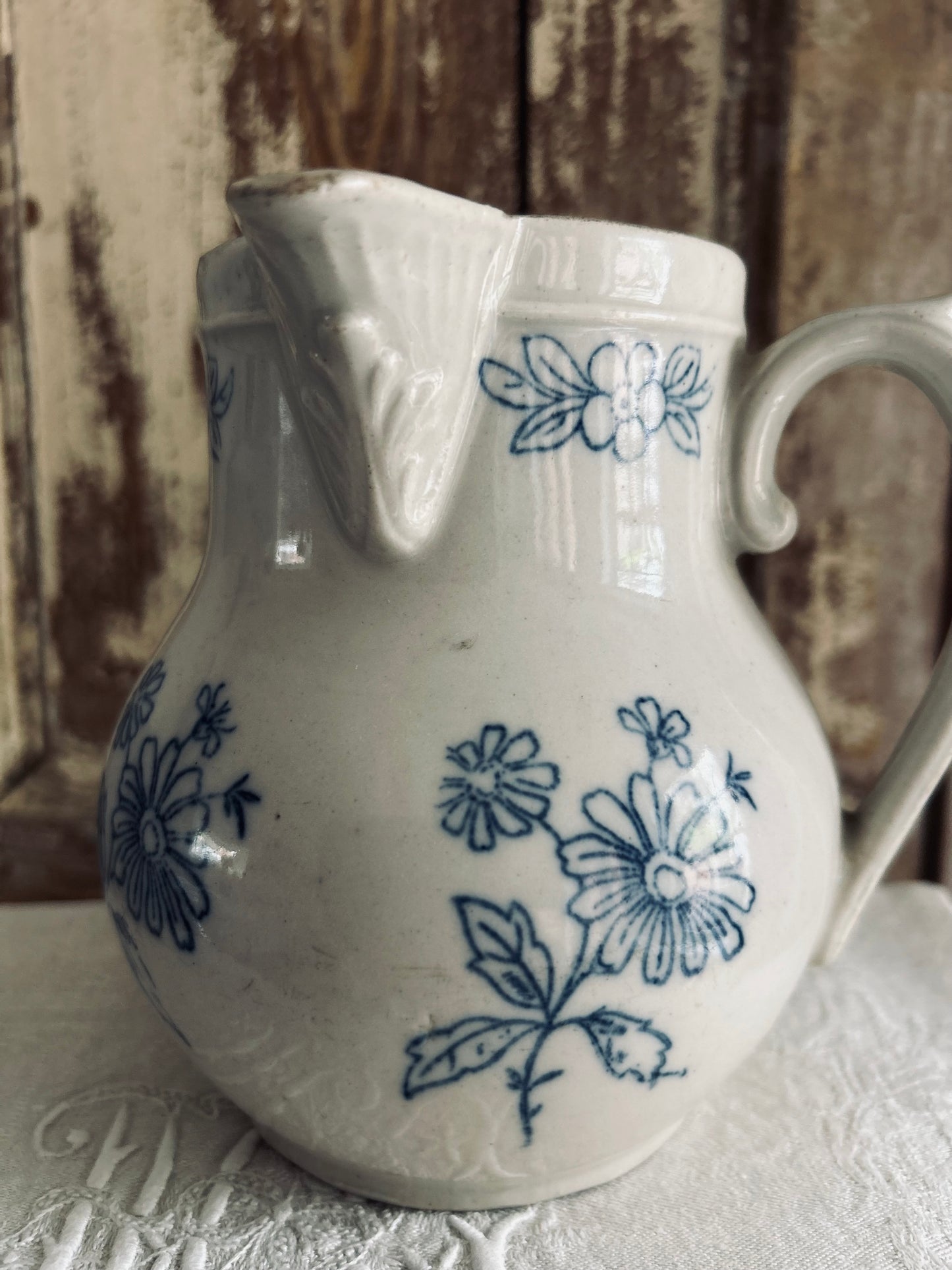 Antique french Saint-Uze earthenware french pitcher.