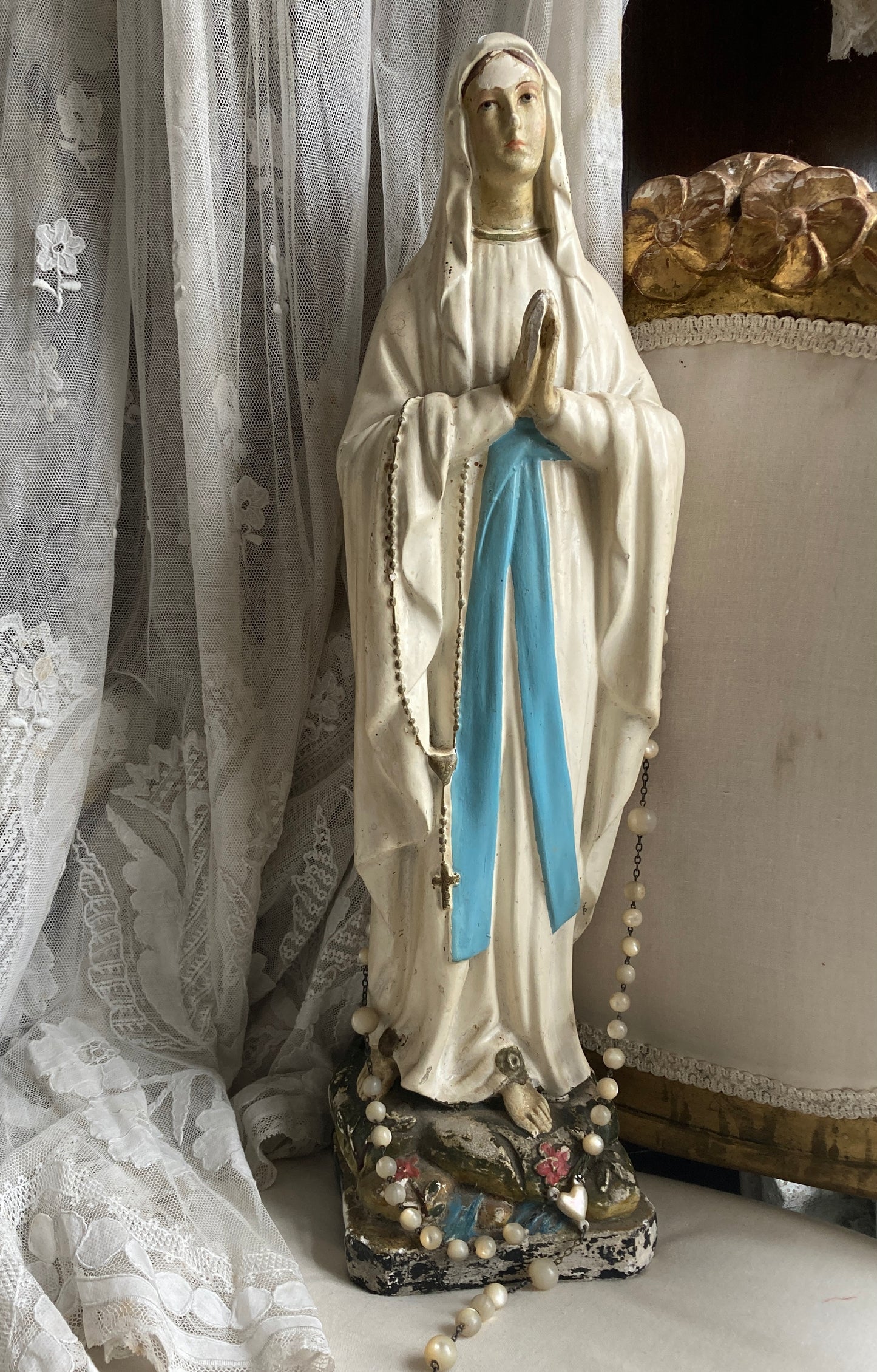 Large Antique Madonna French Religious figure.