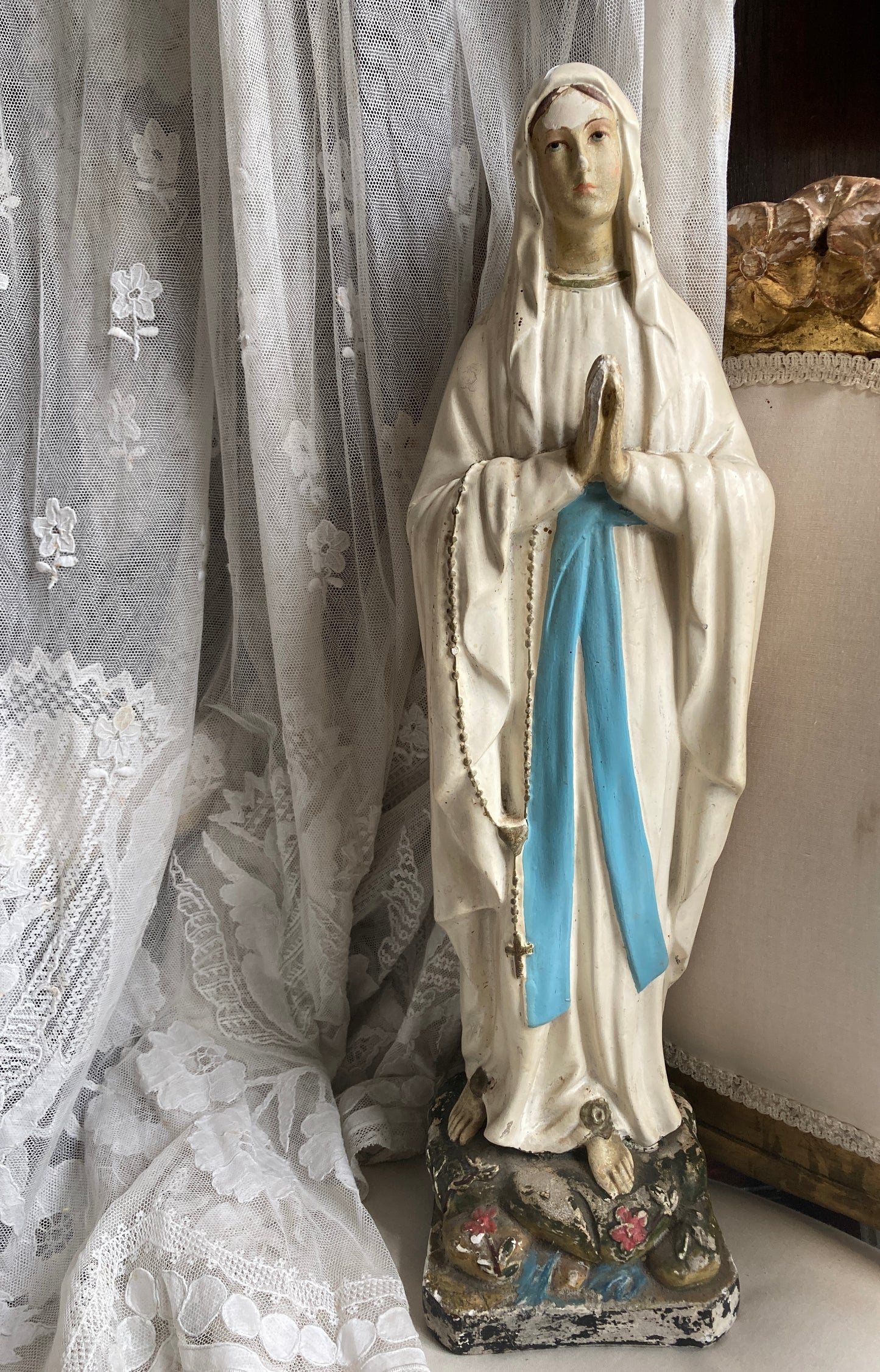 Large Antique Madonna French Religious figure.