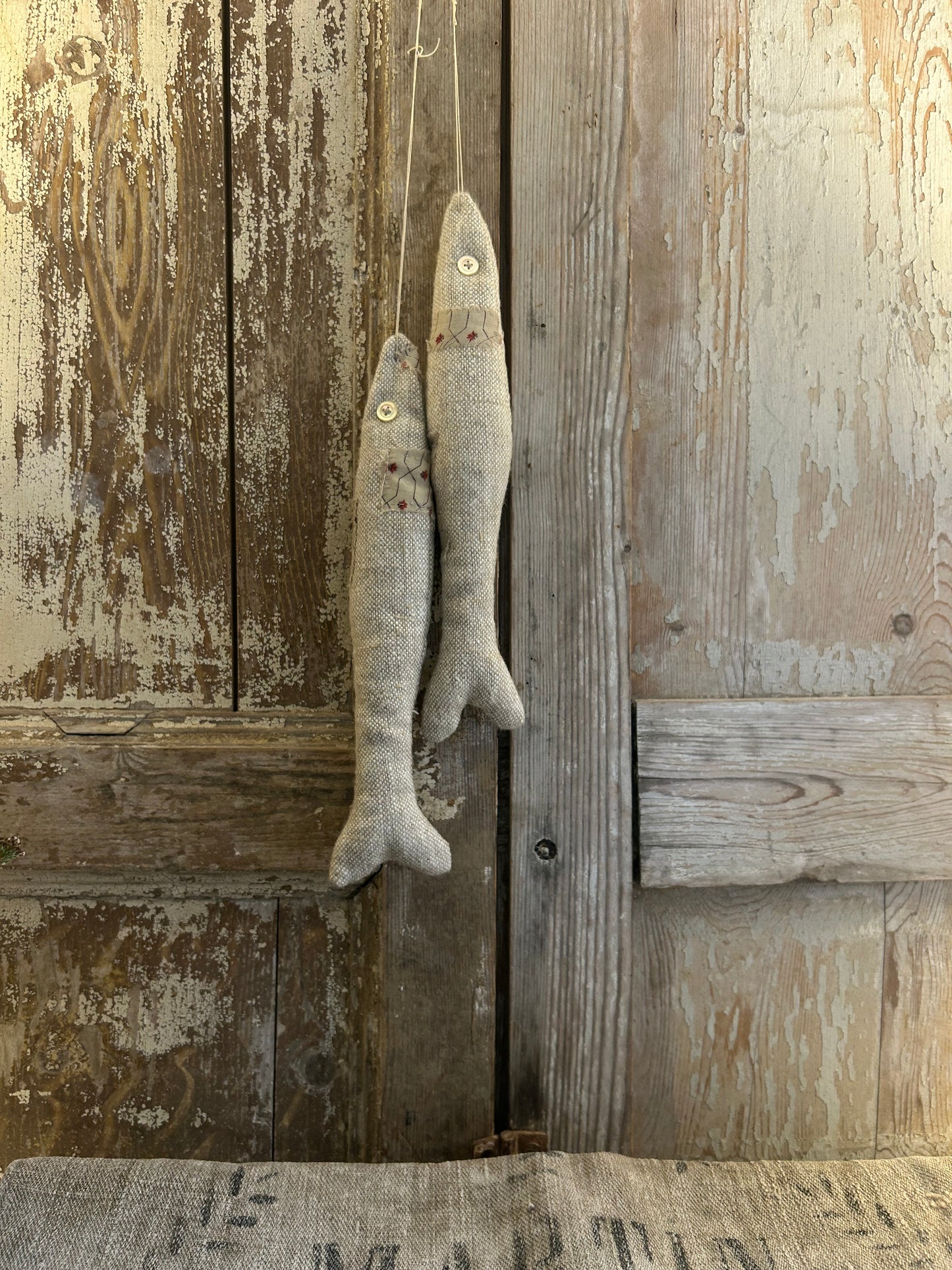 Hand made patched pair of lavender filled fishies.