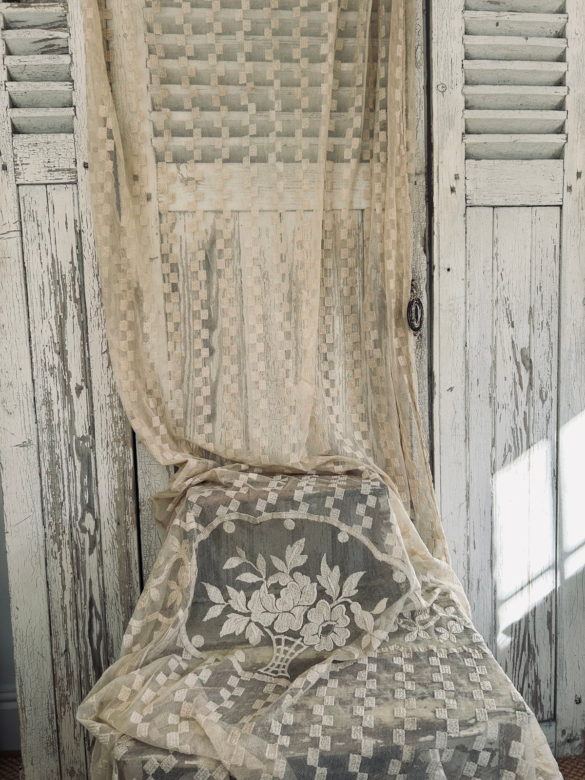 Antique french lace panel