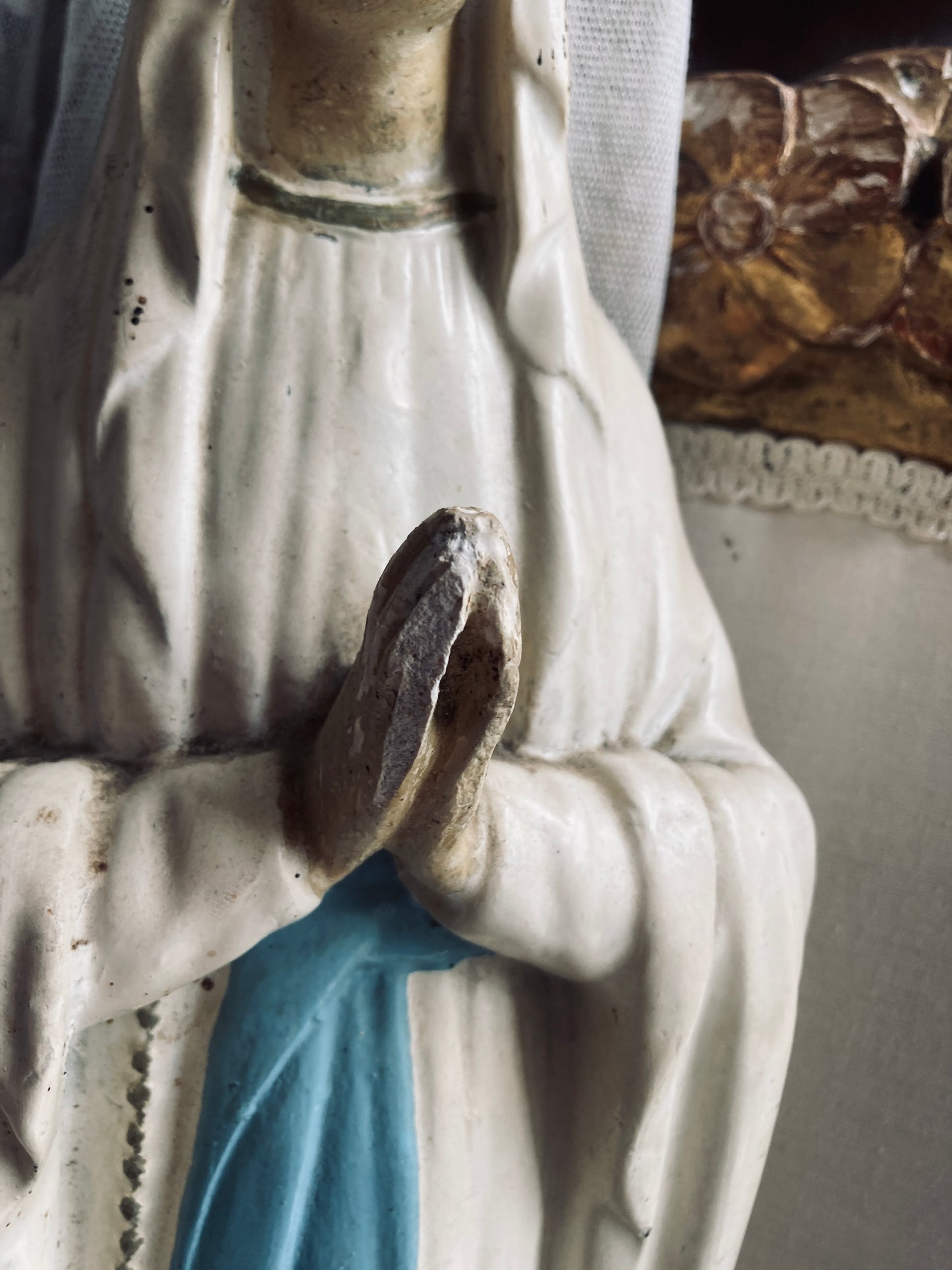 Large Antique Madonna French Religious figure.